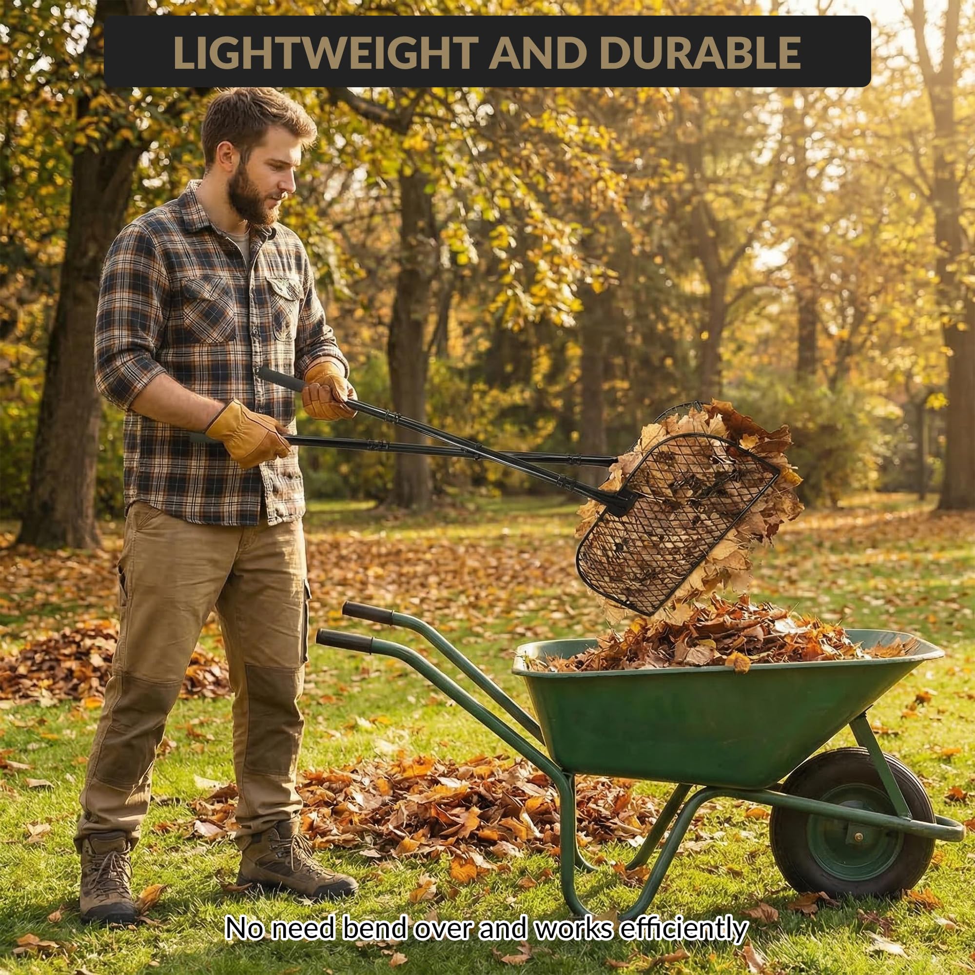 GarveeLife Heavy Duty Metal Leaf Grabber Rakes 2 Pack 40.7 inches ...