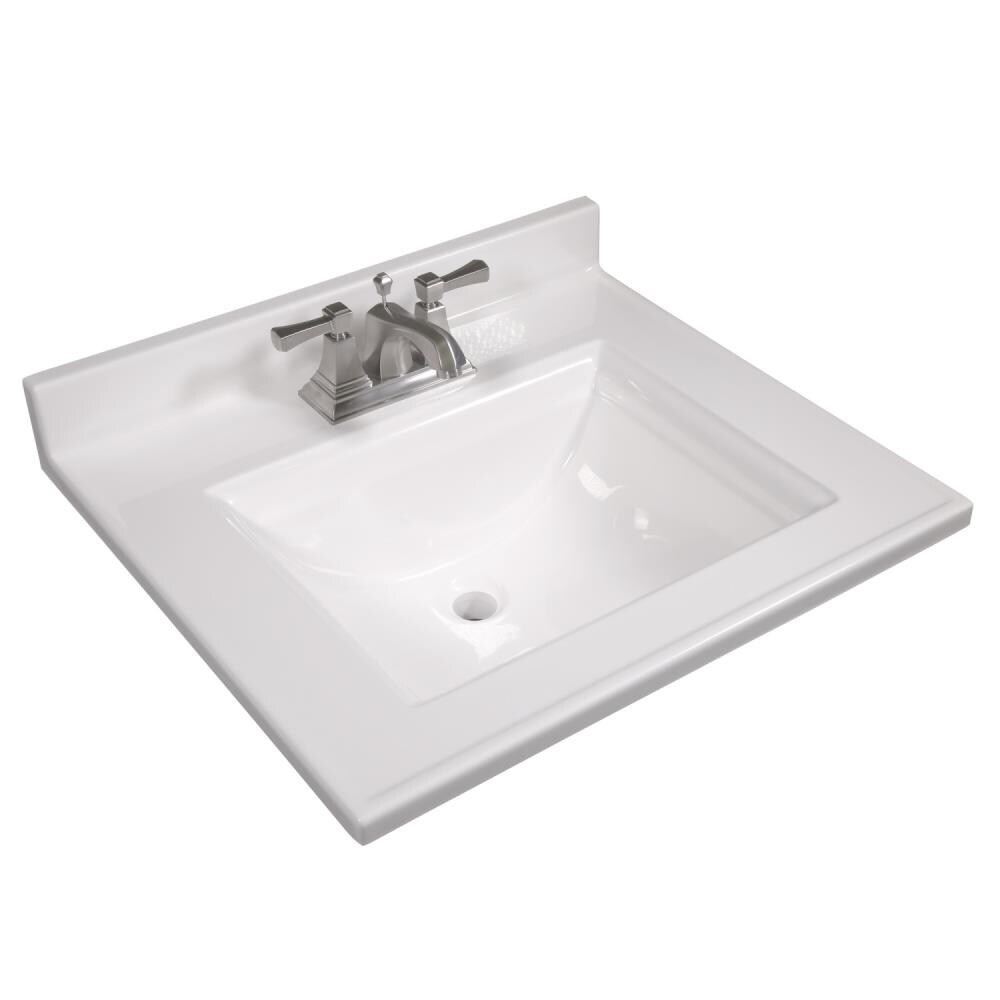 Design House Camilla 25-in Solid White Cultured Marble Single Sink ...