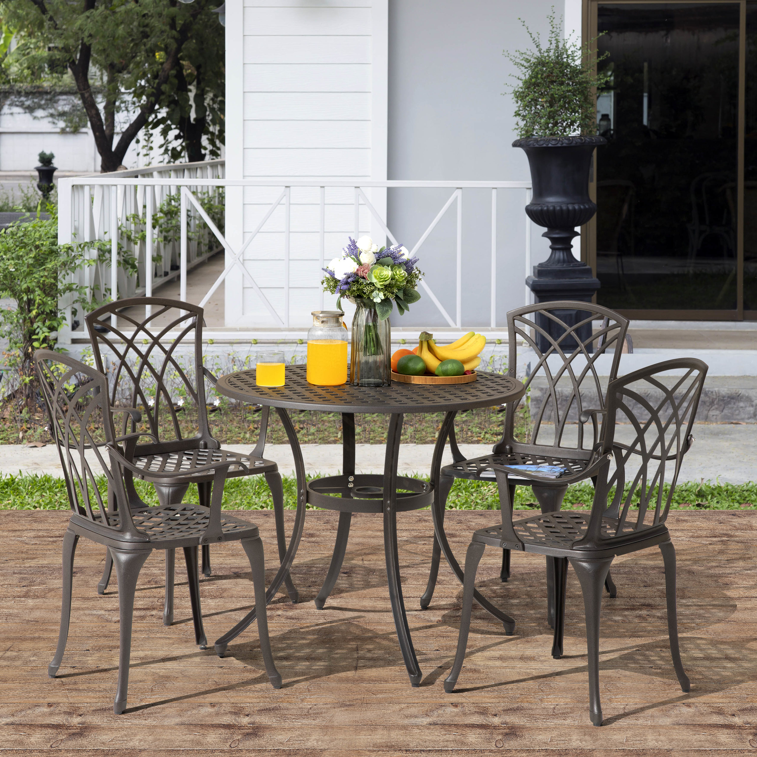 Nuu Garden 5-Piece Black Patio Dining Set in the Patio Dining Sets ...