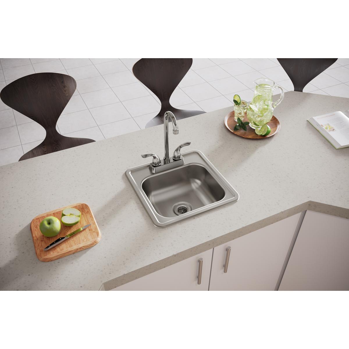 Elkay D115152 Dayton Drop-in 15.0-in x 15.0-in Stainless steel Single bowl 2-Hole 23 -Gauge Kitchen Sink