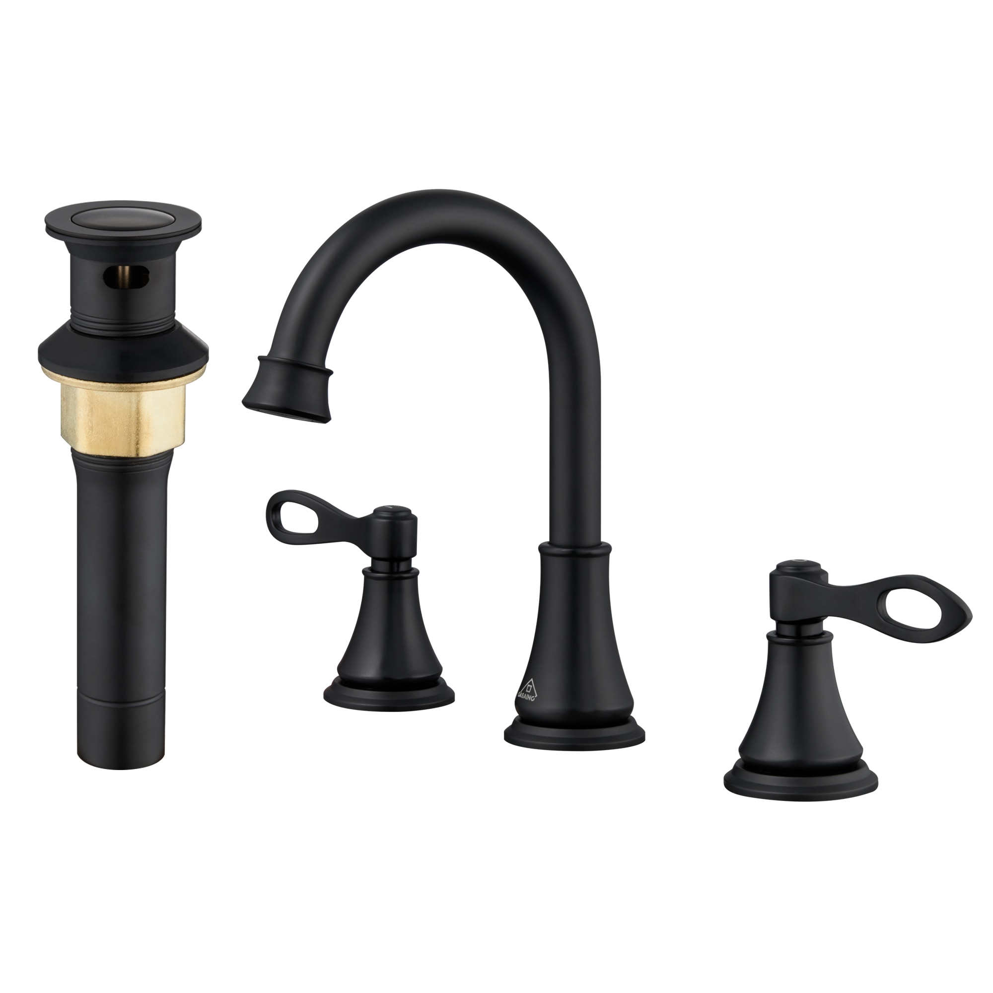 Clihome DG-KF08YH 2-Handle Bathroom Sink Faucet Matte black Widespread 2-handle Swivel Commercial/Residential Handle Bathroom Sink Faucet with Drain