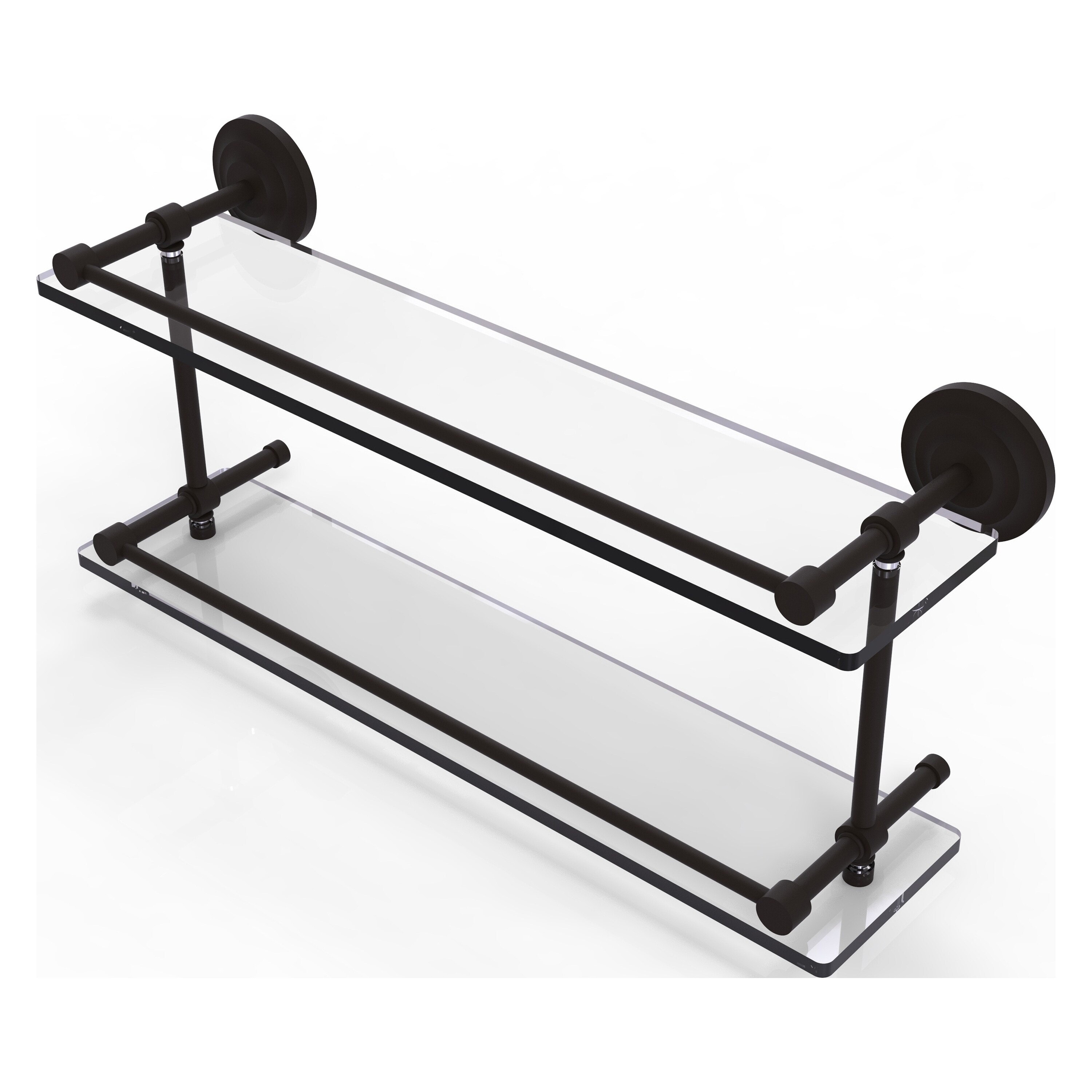 Allied Brass QN-2/22-GAL-ORB Que New Oil-Rubbed Bronze 2-Tier Wall Mount Bathroom Shelf (22-in x 8-in x 5-in)