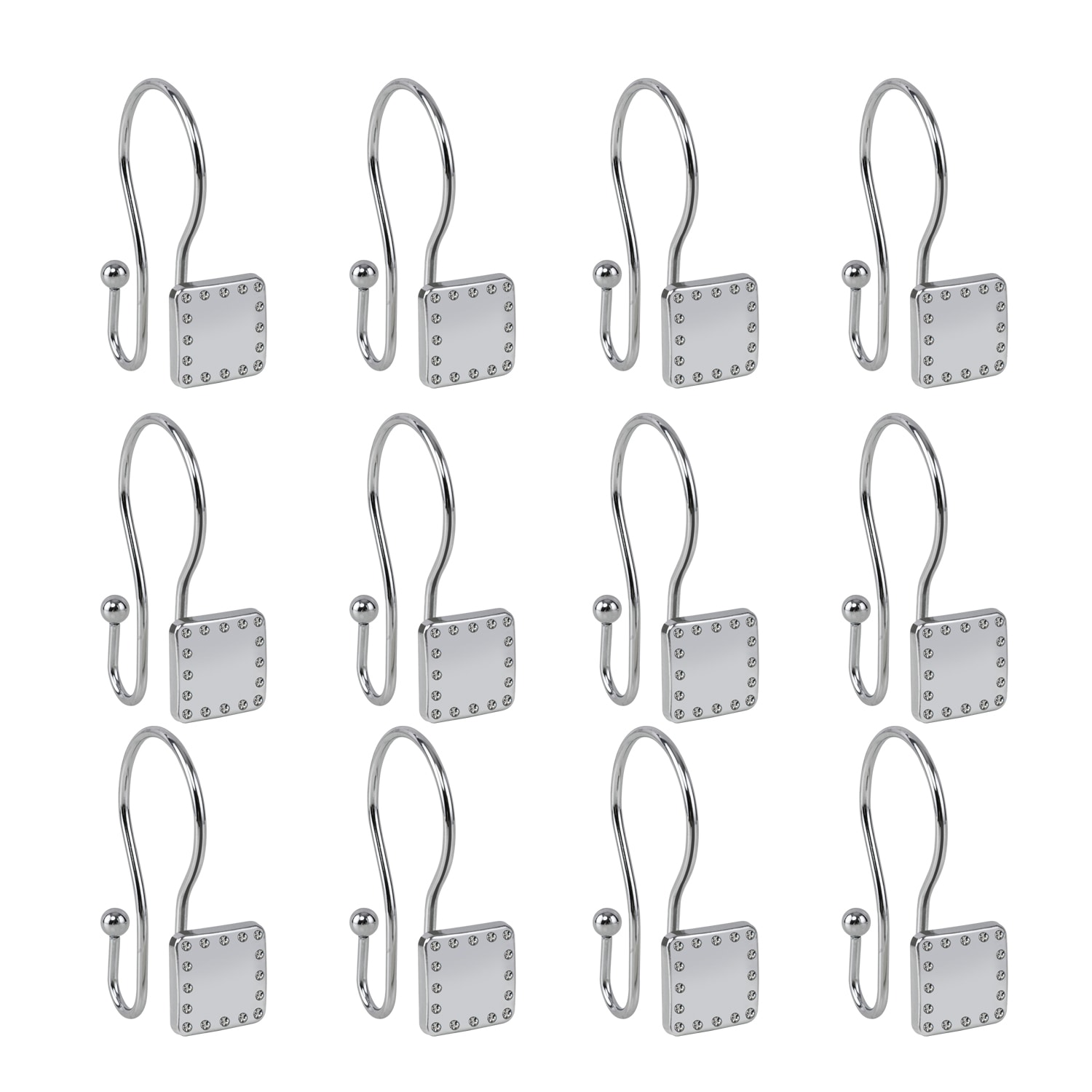 Utopia Alley HK20SS Rust Resistant Double Shower Curtain Hooks for Bathroom, Chrome - Set of 12