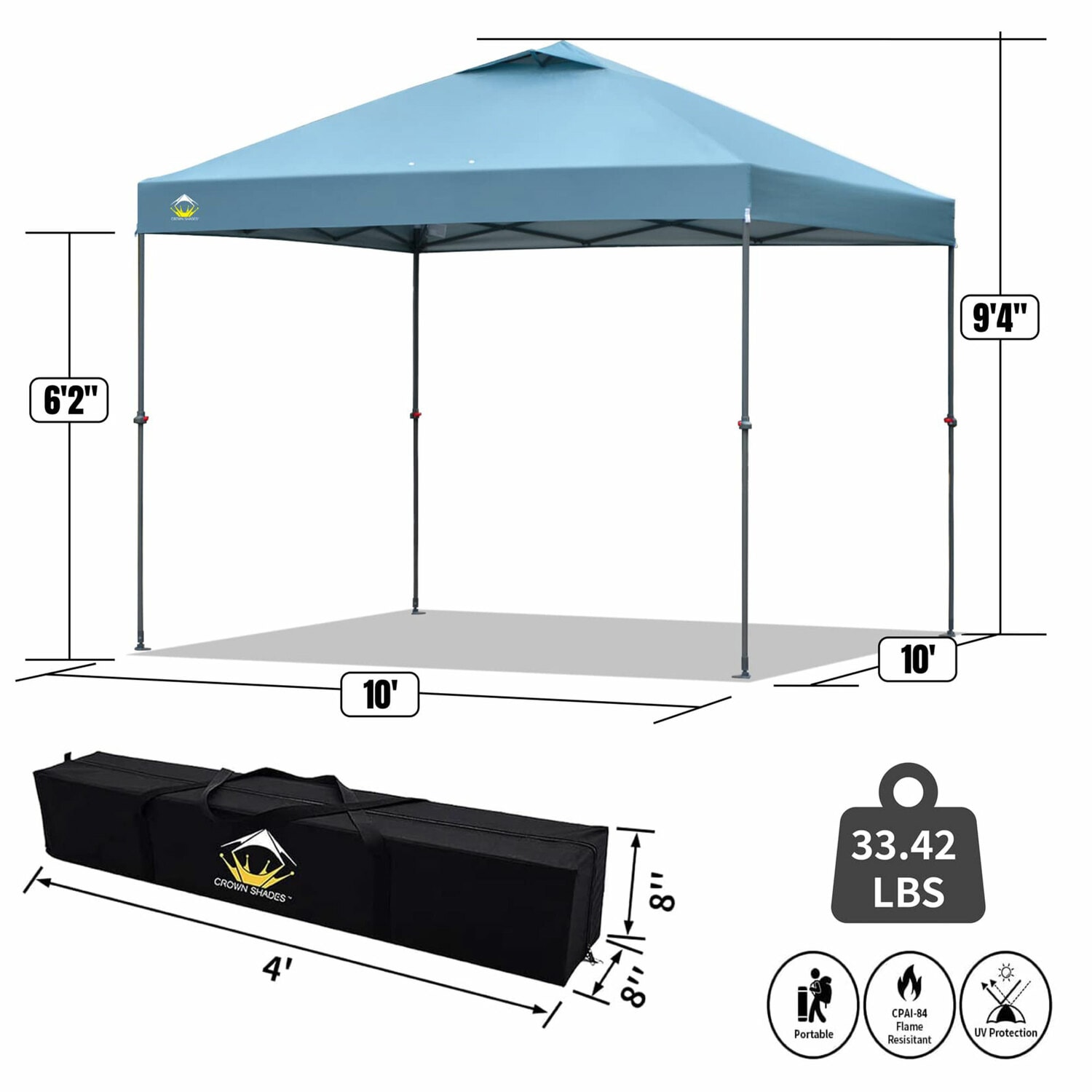 Crown Shades 10-ft x 10-ft Square Cyan Pop-up Canopy 322569 at Lowes.com