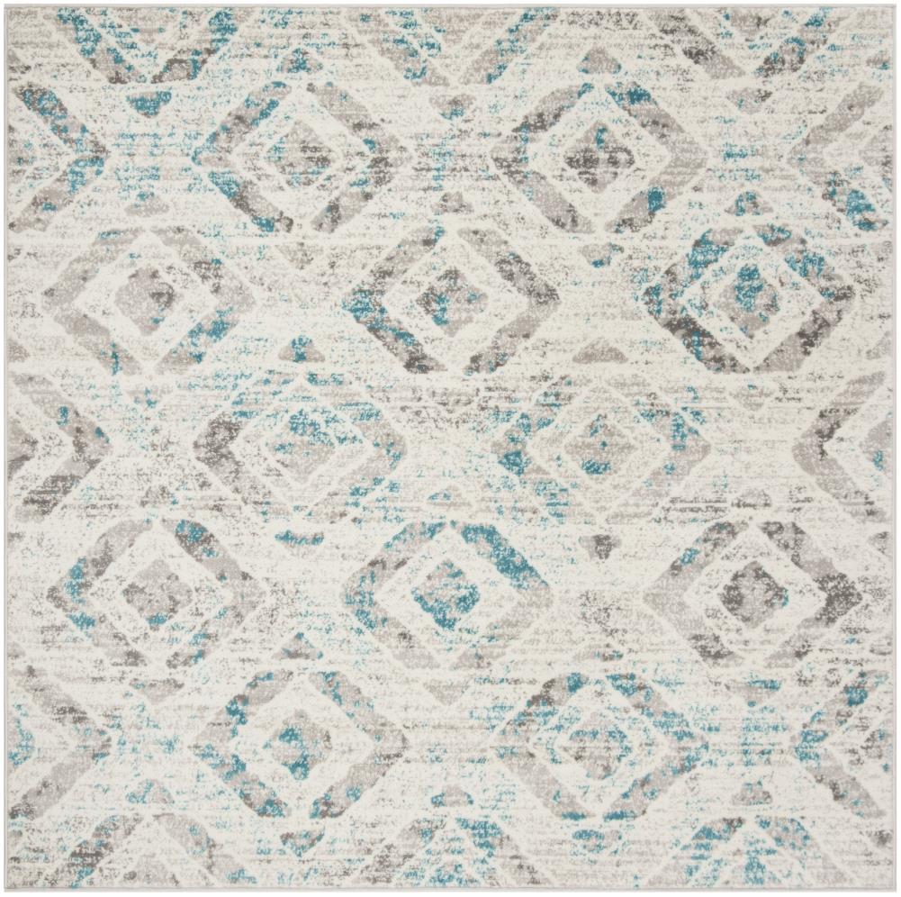 Safavieh SKY190D-6SQ Skyler Kalisi 7 x 7 (ft) Loomed Polypropylene Ivory/Blue Square Indoor Distressed/Overdyed Area rug
