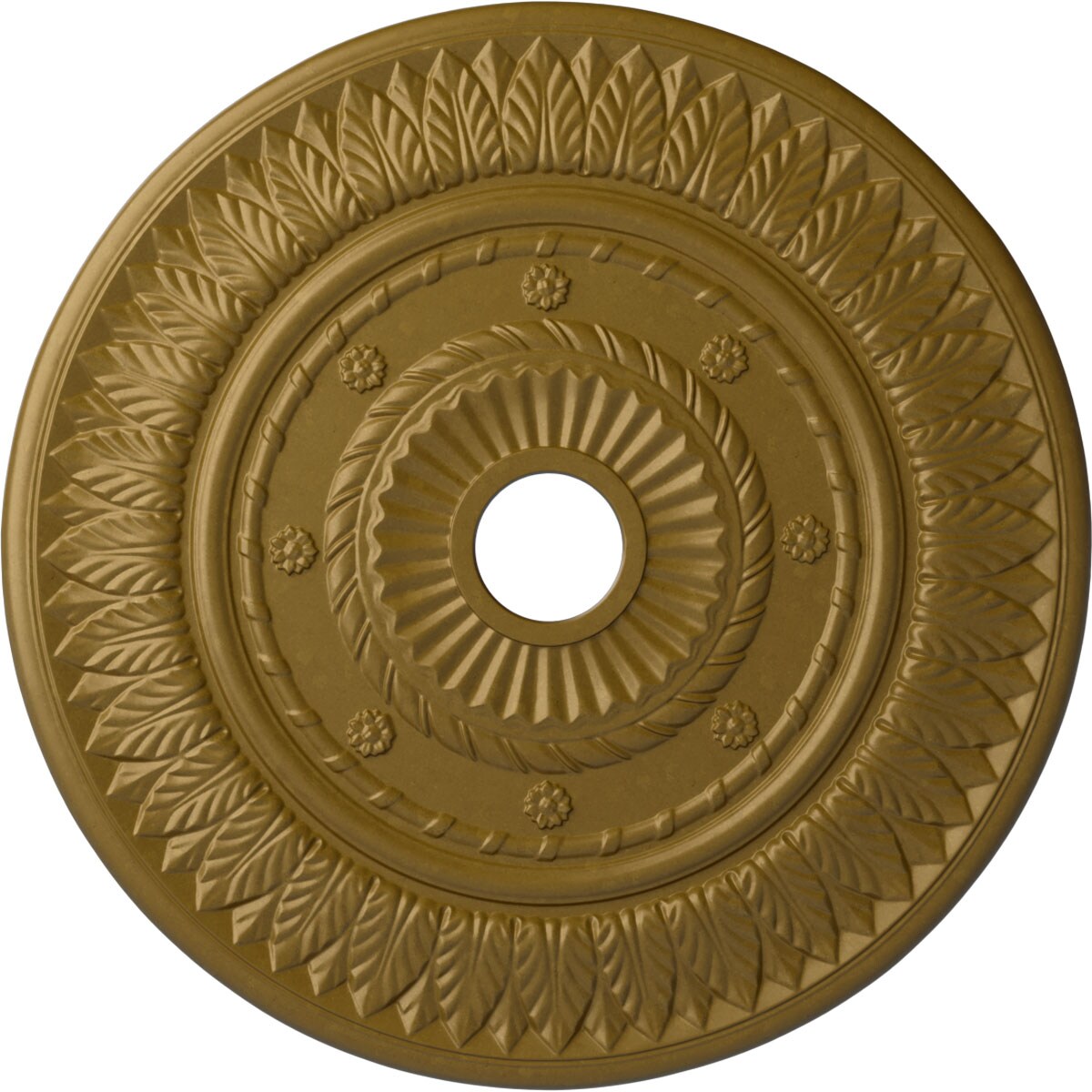 Ekena Millwork CM26LFGLS Leaf 26.75-in W x 26.75-in L Painted Gold Polyurethane Whole Ceiling Medallion