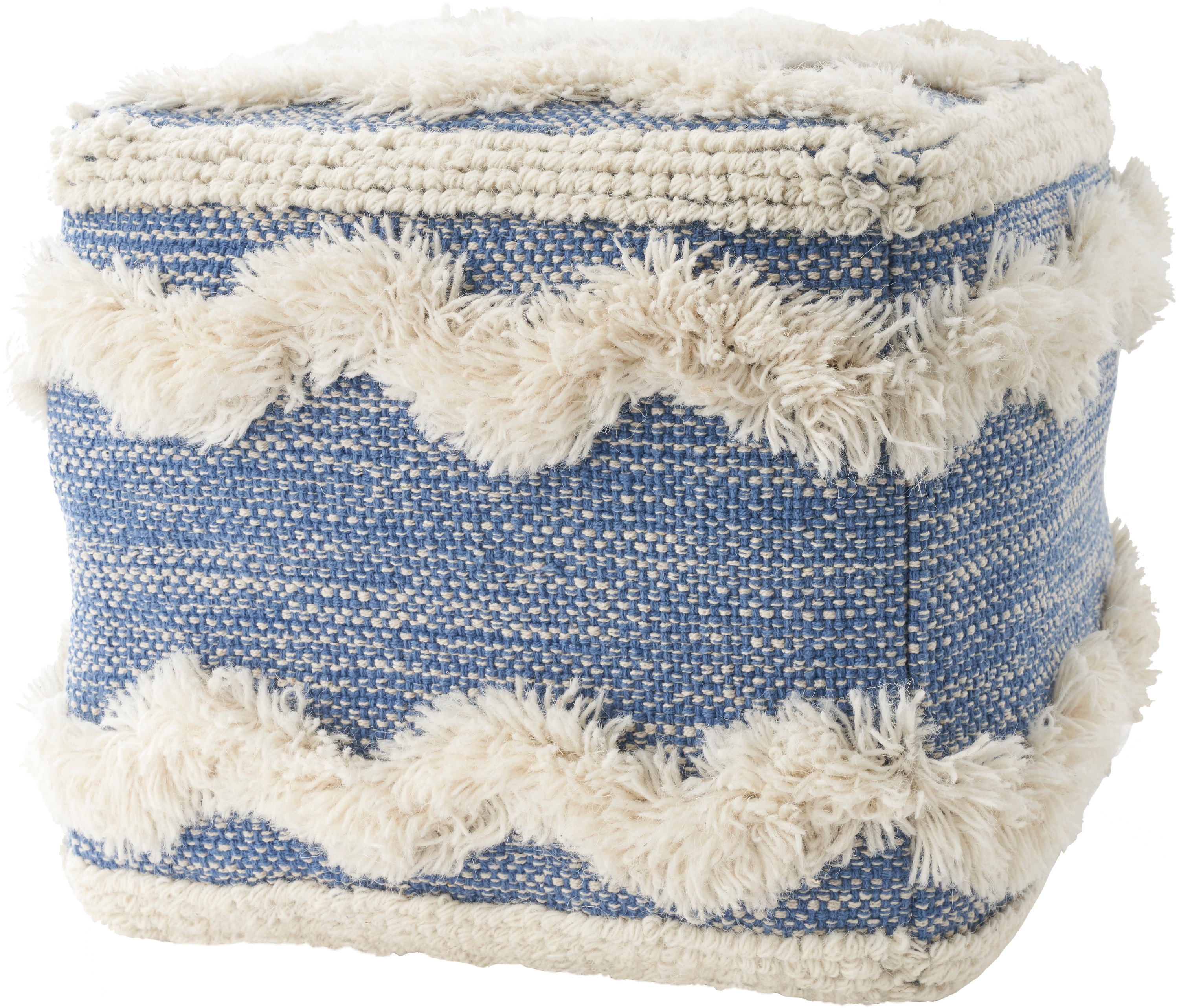 Mina Victory 798019071424 Casual Blue Pouf Ottoman