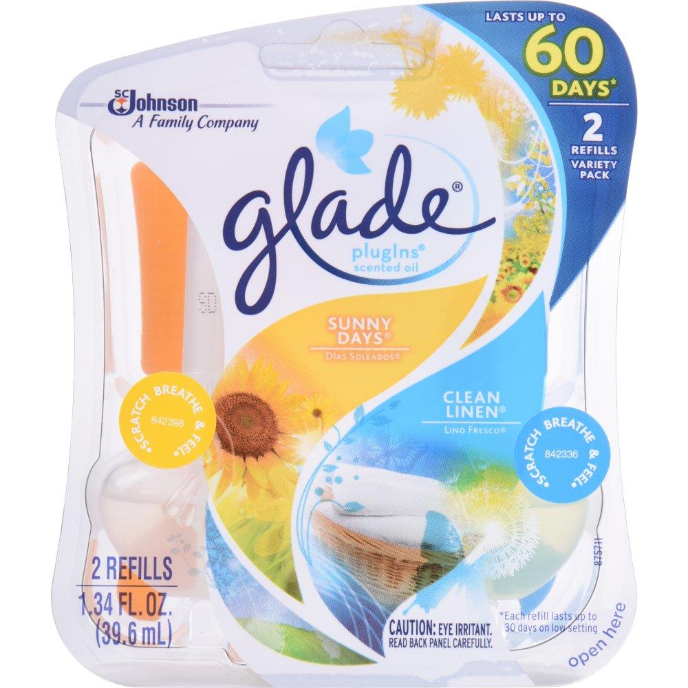 Glade 629235 1.34-oz Clean Linen and Sunny-Day Plug-in Air Freshener (2-Pack)