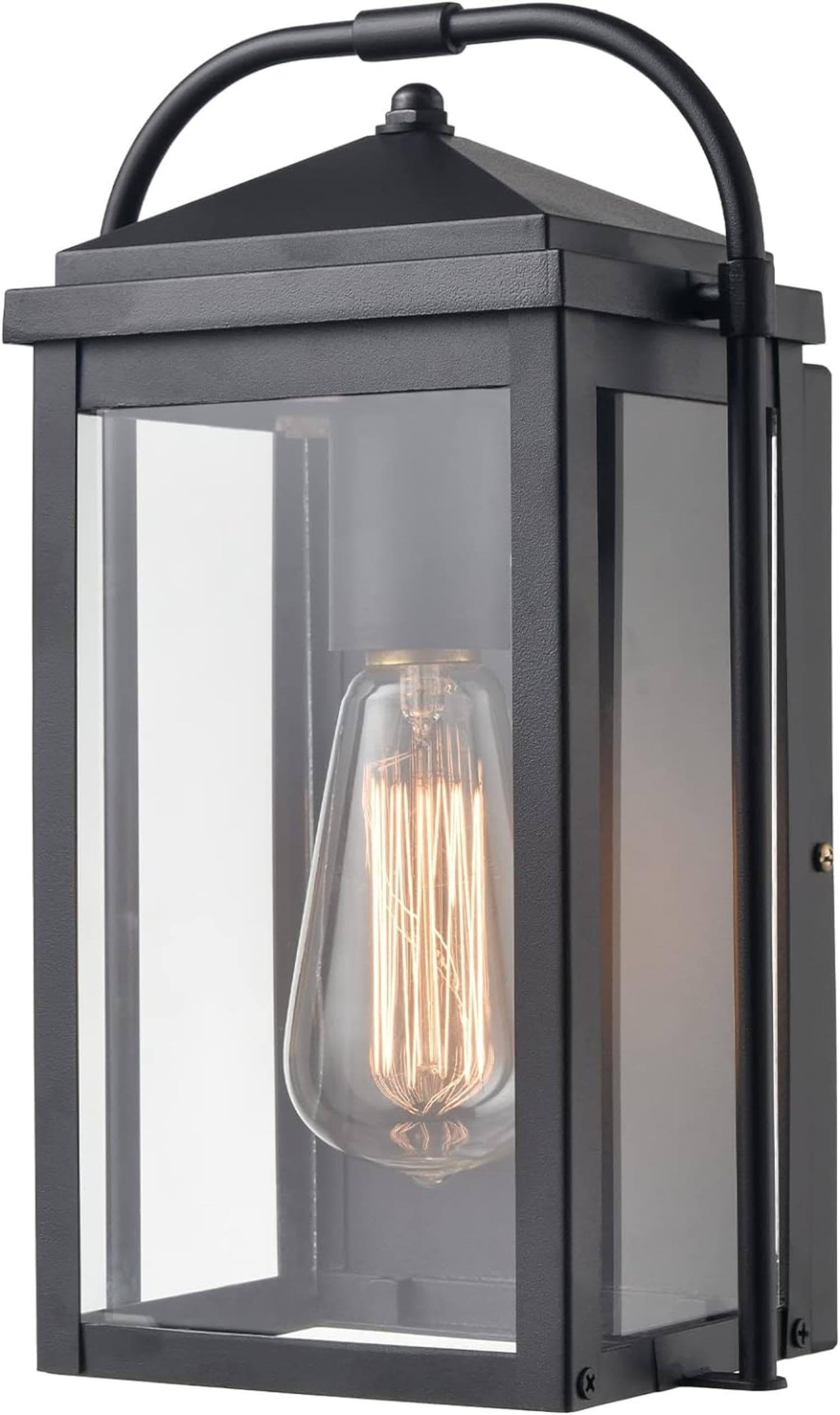 Claxy TY-T3268BU-BK Lantern  1 -Light 11.73-in H Matte Black Hardwired Outdoor Wall Light