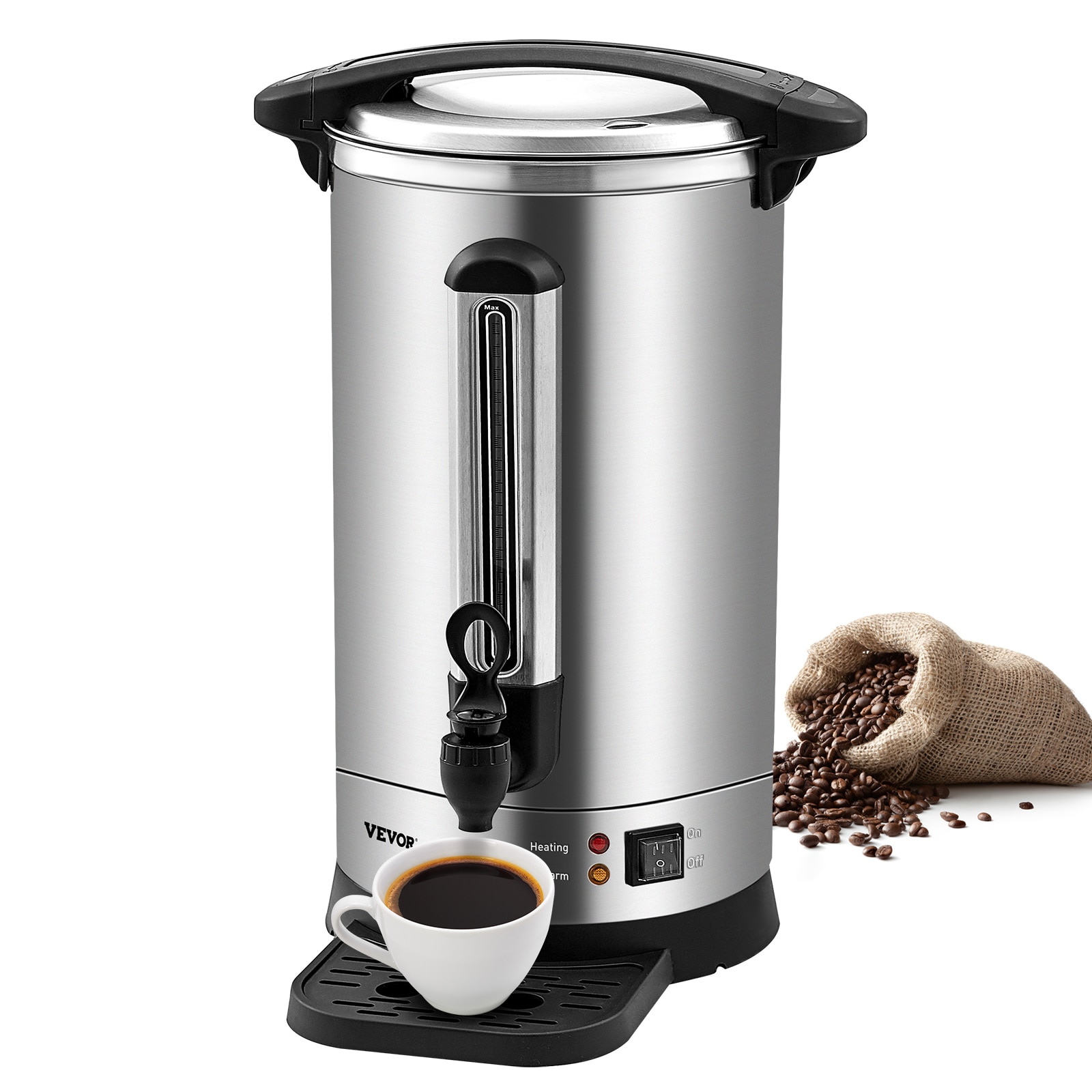 VEVOR 9.75L 1500W 304 Stainless Steel 65-Cup Drip Coffee Maker with Automatic Shut-off (304 Sus + 430 Iron) BSYKF65SUS304P18XV1 Sansujyuku sansujyuku.com