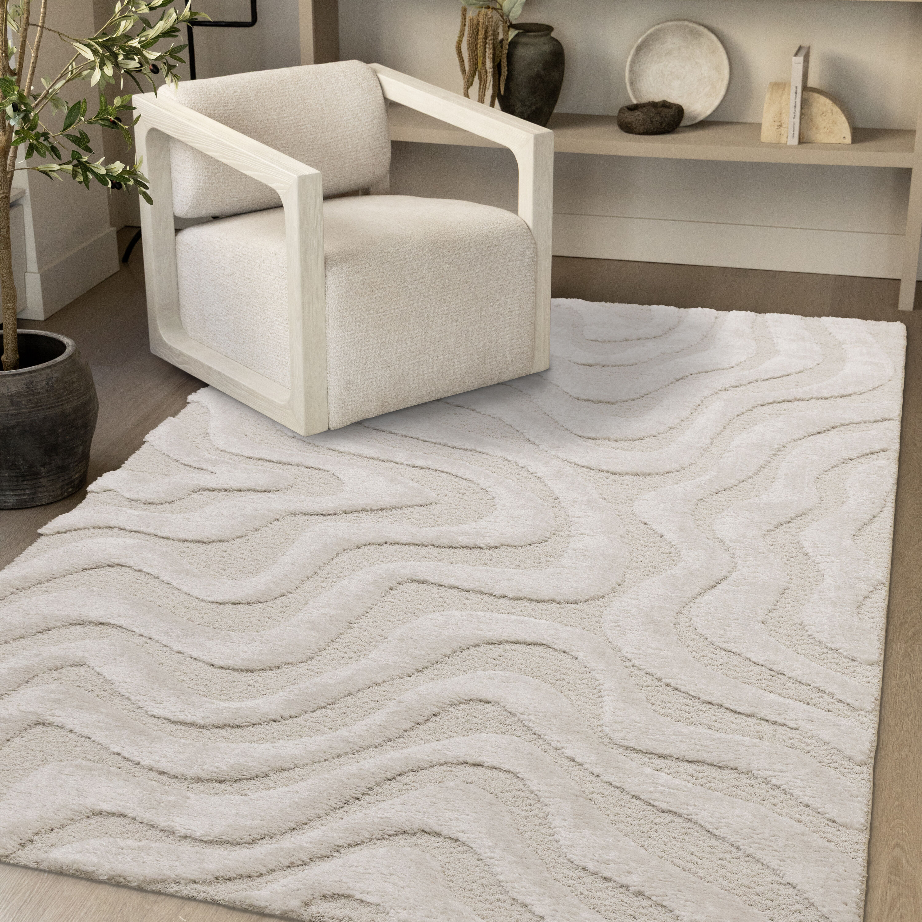 Rug Branch 5' x 8' OrganicTonal Solid Indoor Area Rug White ...