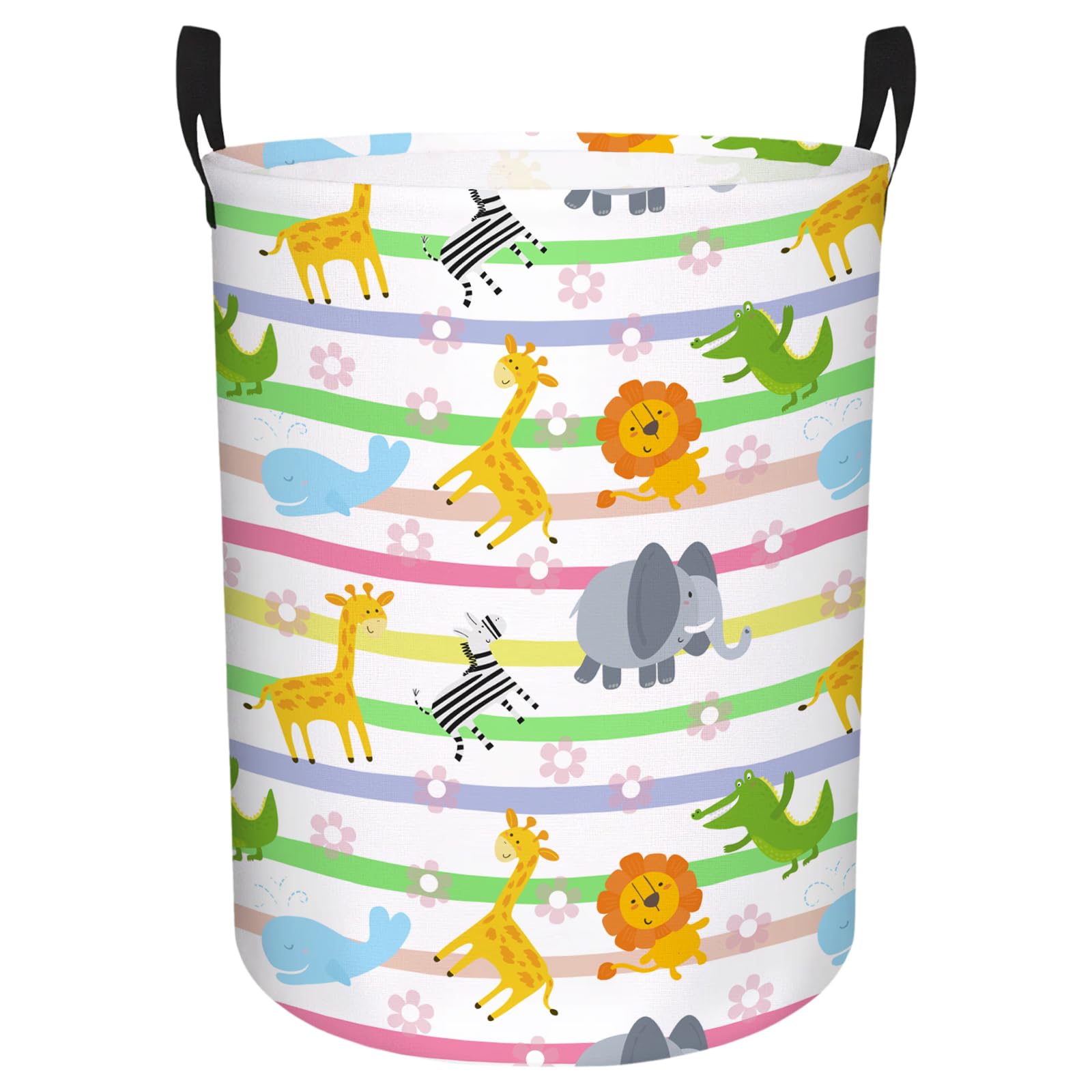KIWDZFU  Baby Laundry Hamper and Kid Laundry Basket with Colorful Animal Design for Nursery and Kids Room Storage durable
