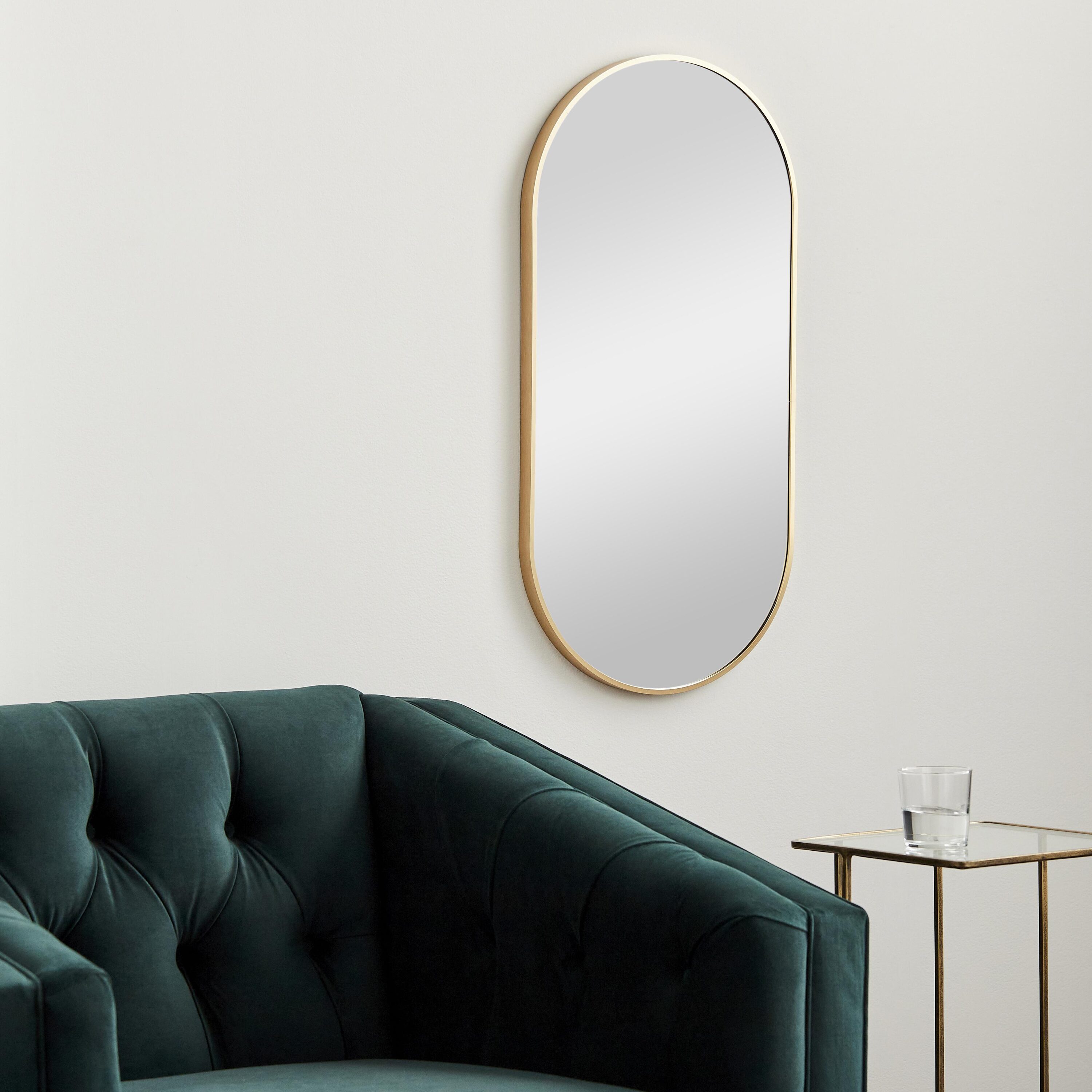 Livabliss RAY016-2030 Aranya 20-in W x 30.0-in H Oval Gold Framed Wall Mirror