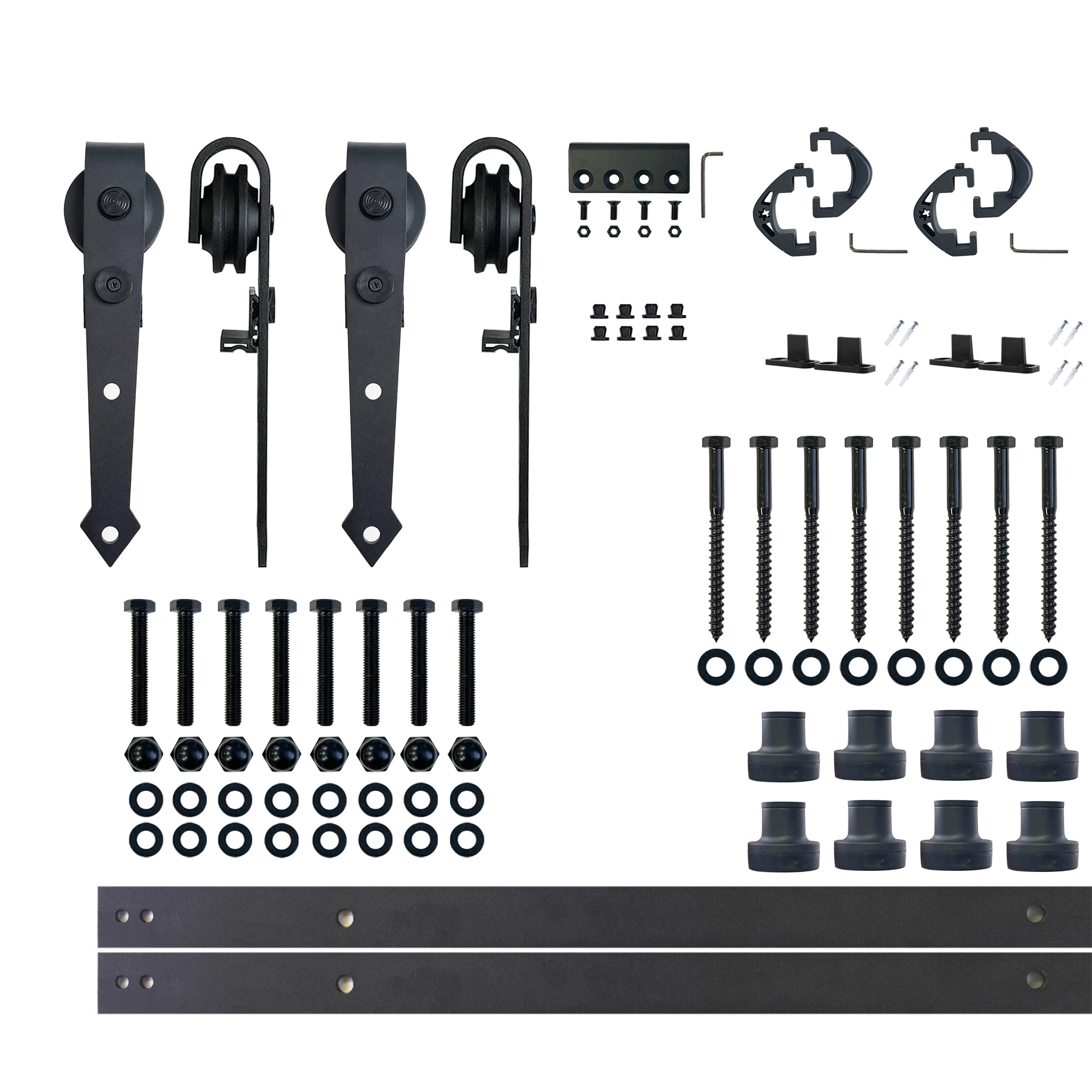 HOMACER JT2TGH132C 132-in Rustic black Black Indoor Arrow Double Barn door hardware kit