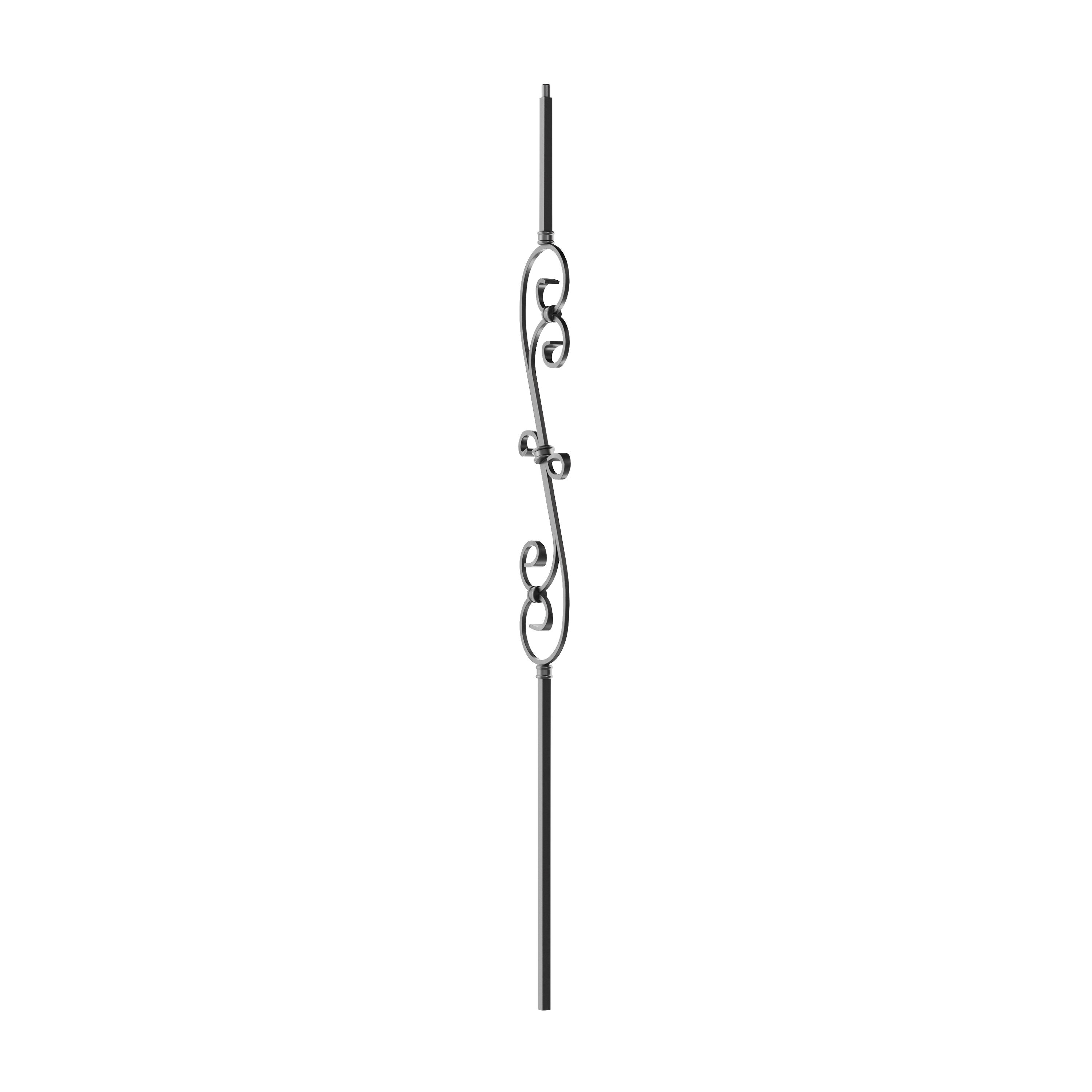 Crown Heritage 4583708FB44 44-in x 4.375-in Satin Black Steel Pin Top Scroll Stair Baluster
