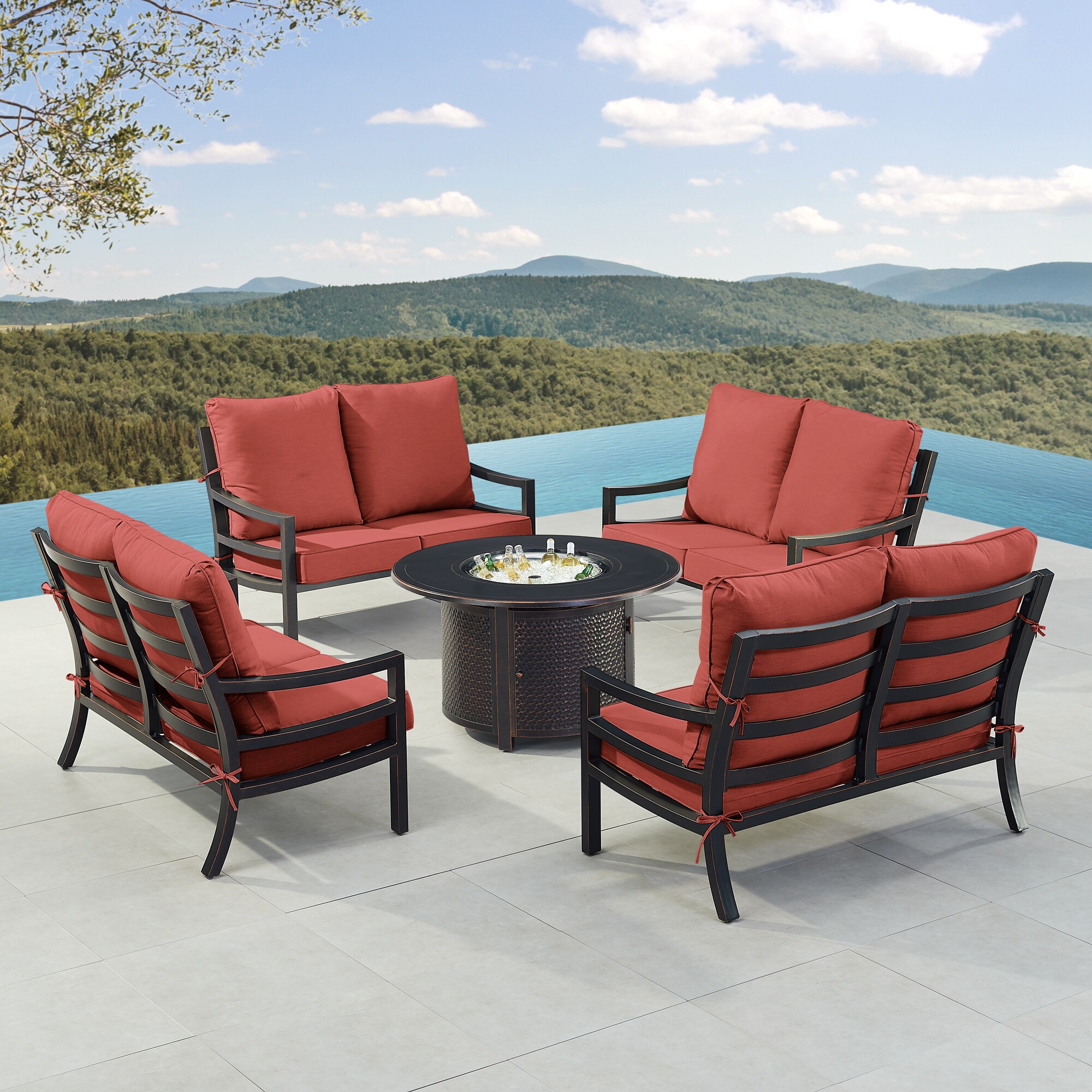 Oakland Living HUDSON4LSMATERARDCU Patio-Conversation-Sets - View #3