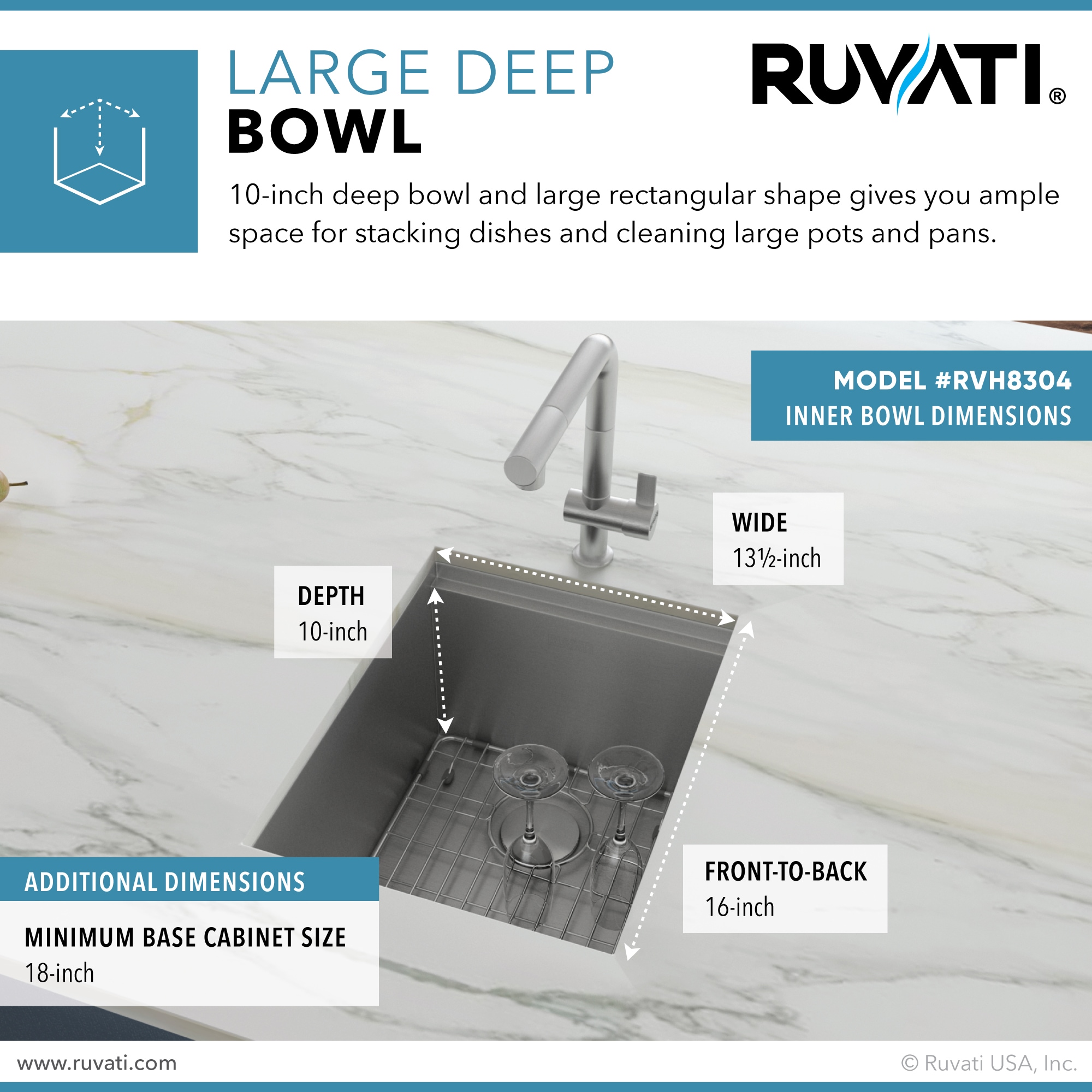 Ruvati 15" Stainless Steel Workstation Sink with Wood Cutting Board