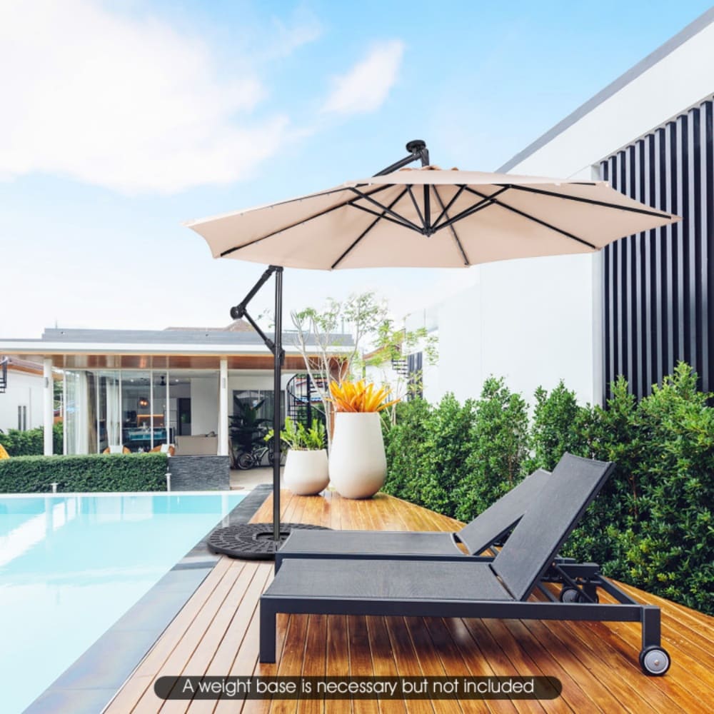 10 ft tiltable cantilever patio umbrella Dimakai 10 ft Patio Solar Powered Cantilever Umbrella with Tilting System Polyester one_size