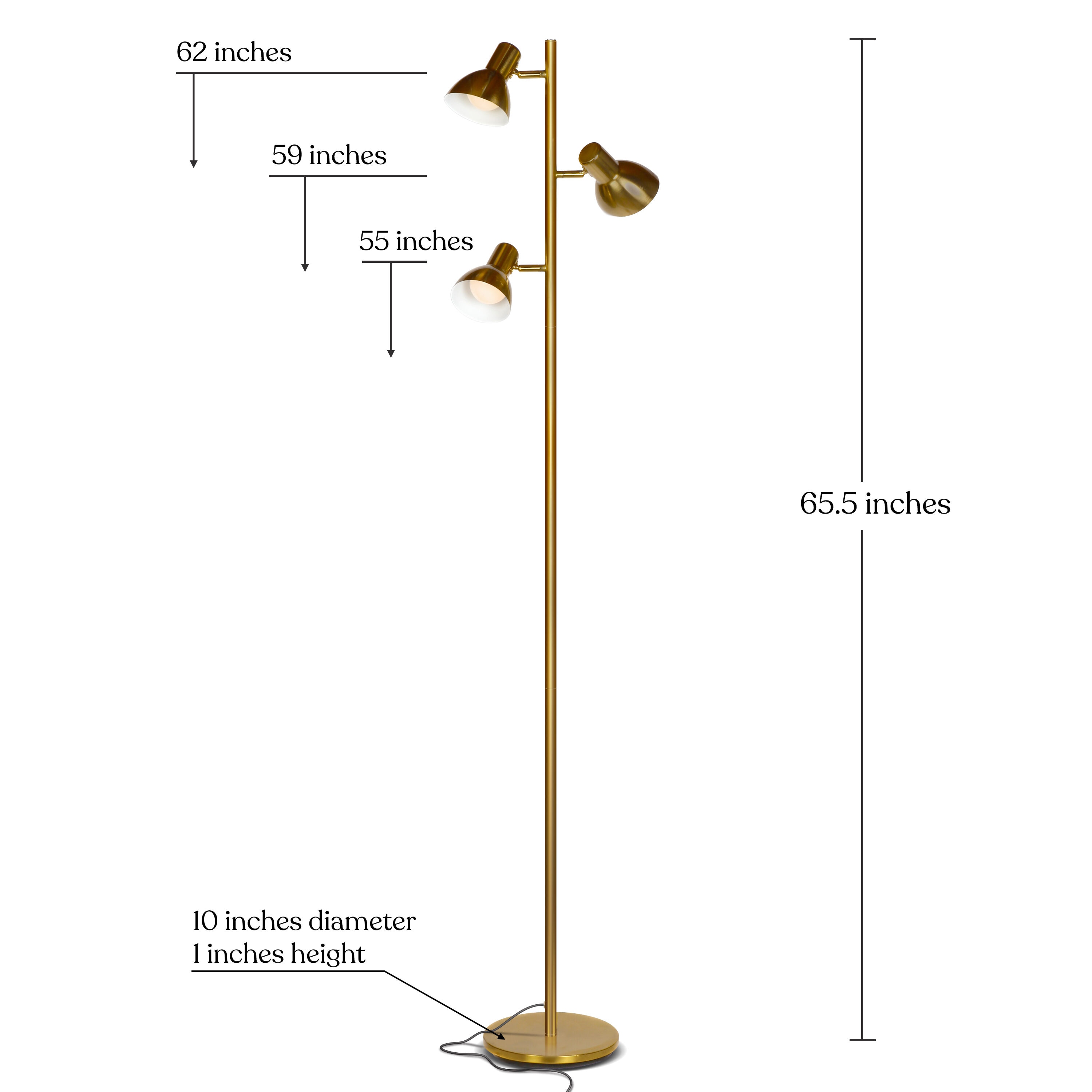 Ethan Brass LED Adjustable 3-Light Tripod Floor Lamp with Dimming