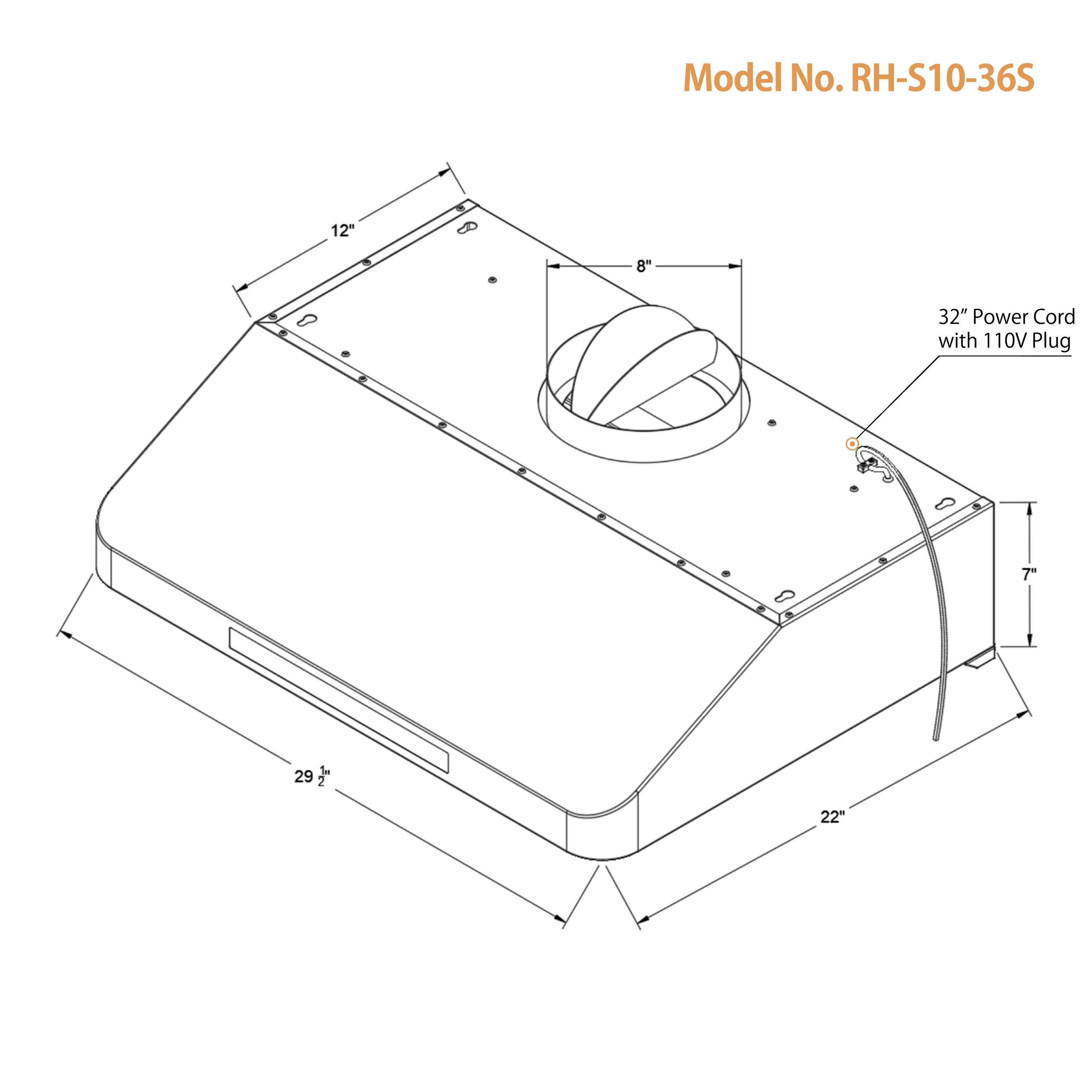 Awoco RH-S10-36S Undercabinet-Range-Hoods - View #8