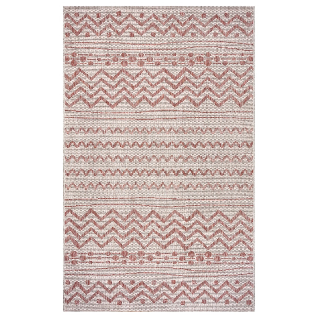 HomeRoots 4000396227 5 x 8 (ft) Polypropylene Beige Red Rectangular Indoor/Outdoor Area rug