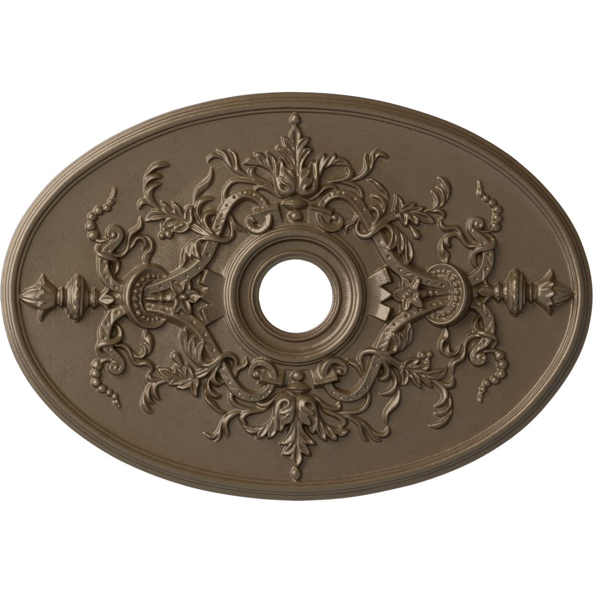 Ekena Millwork CM21X30ALWSS Alexa 21.25-in W x 30.75-in L Painted Warm Silver Polyurethane Whole Ceiling Medallion