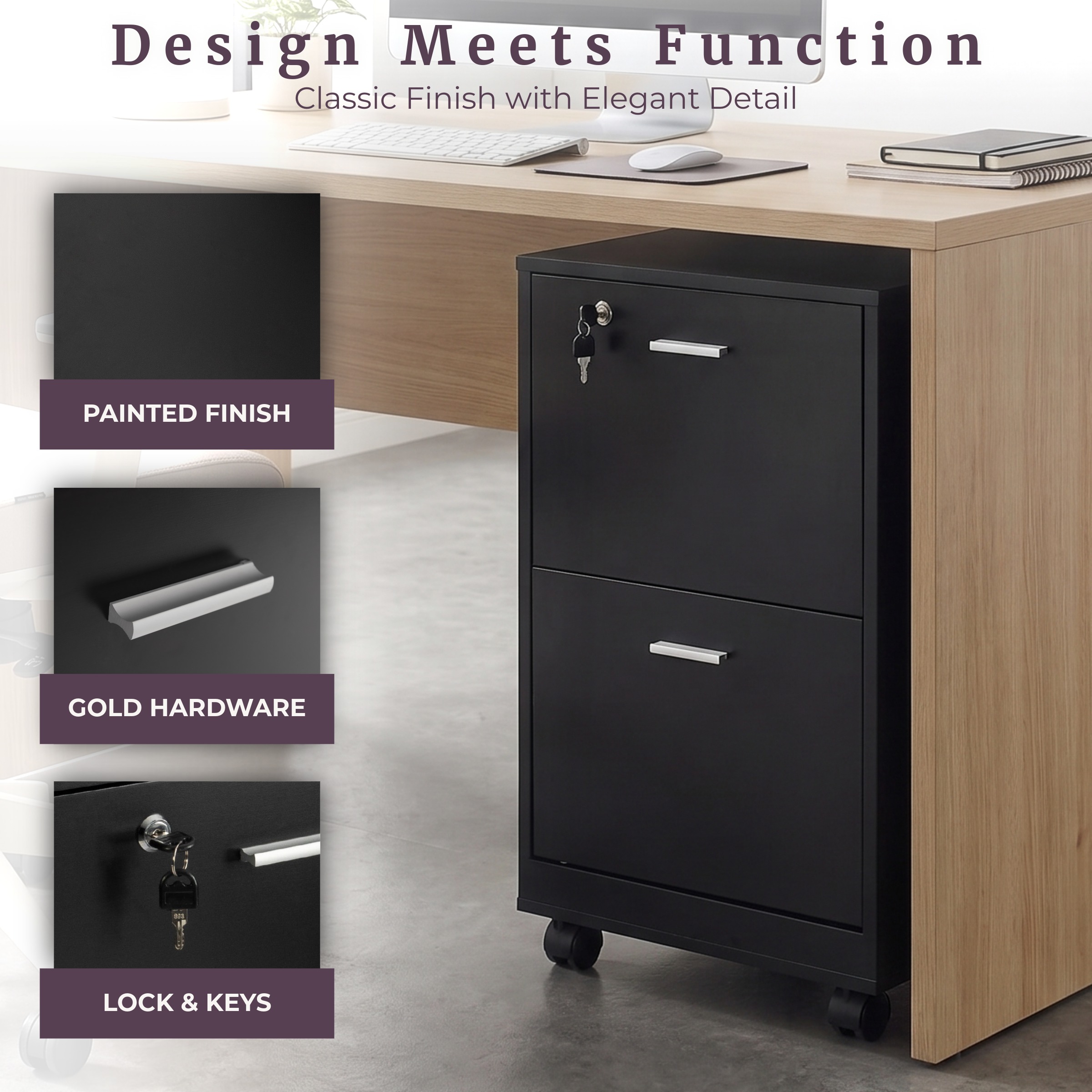 Lavish Home 80-FC-3-BLK Filing-Cabinets - View #2