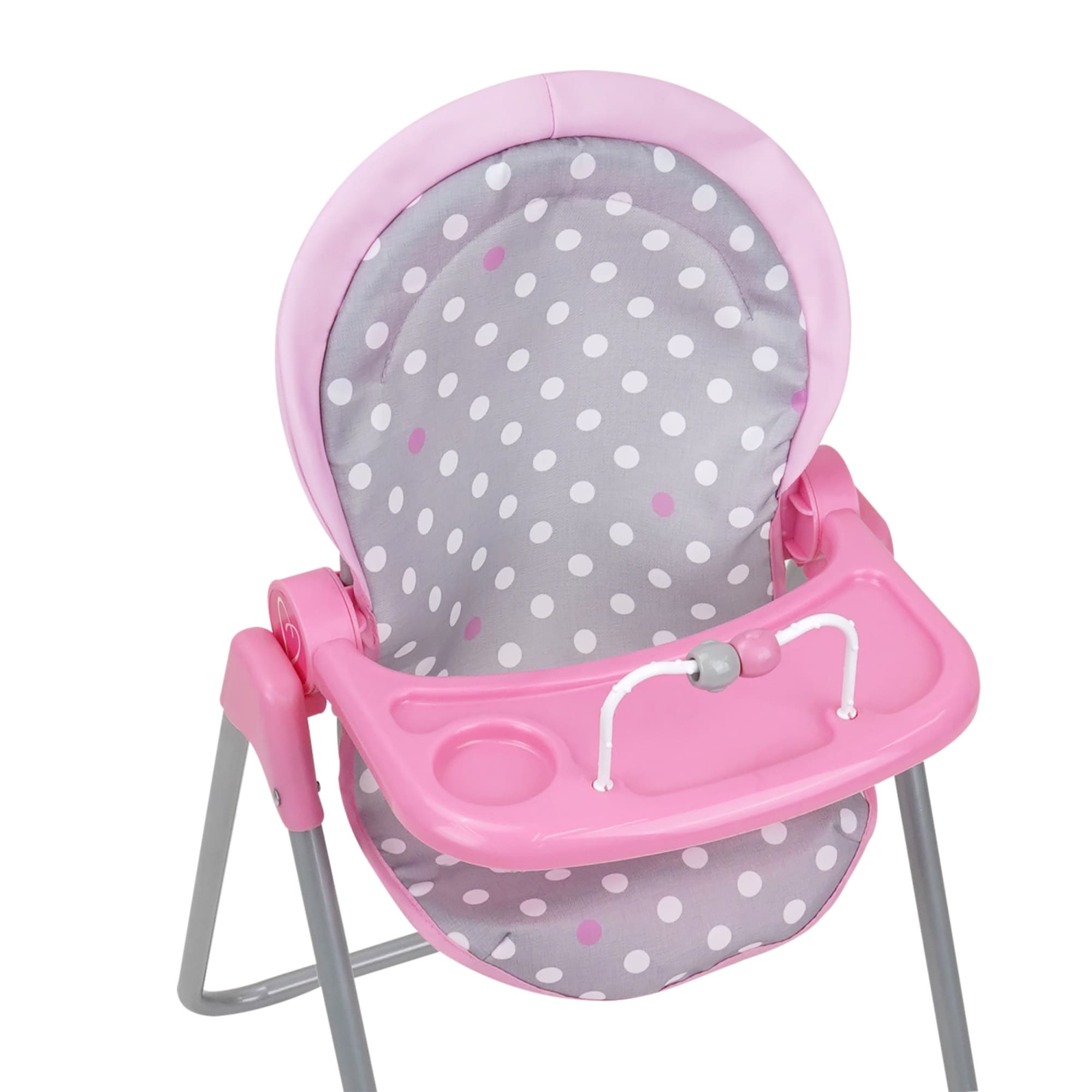 Cotton Candy Pink and Gray Polka Dot Doll Highchair