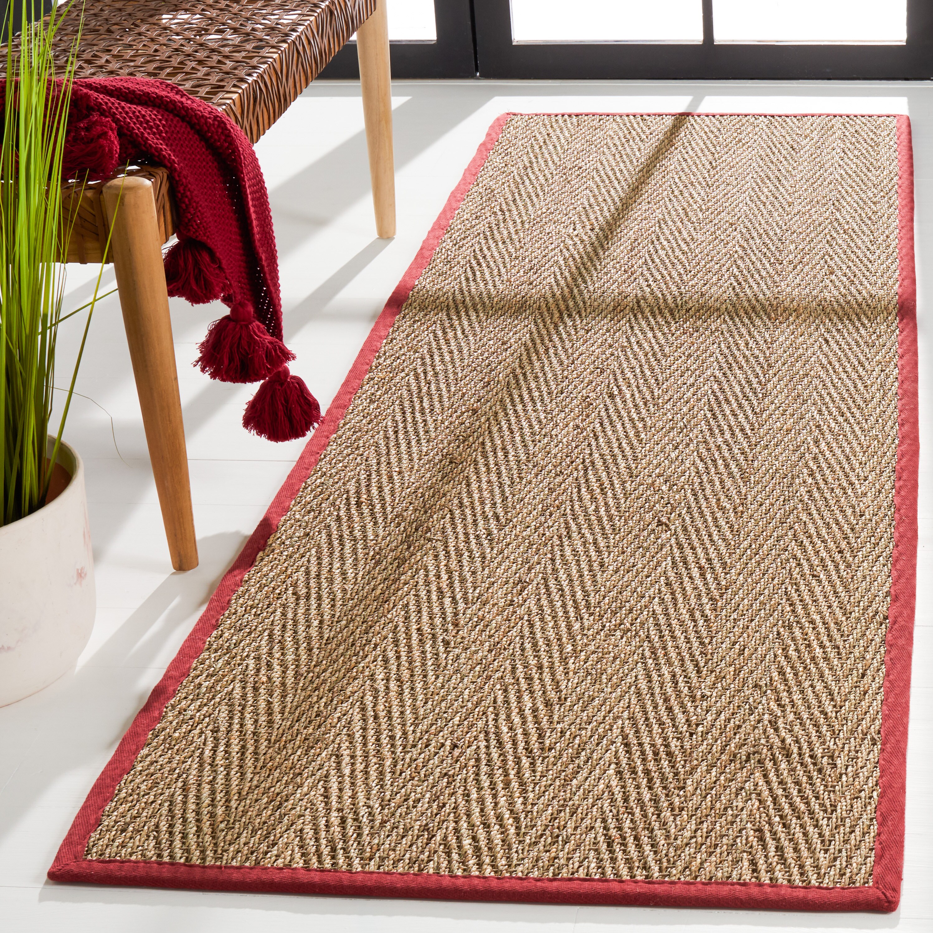 Rubber Backed Runner Rug, 22 x 60 inch, Solid Red, Non Slip, Kitchen Rugs  and Mats