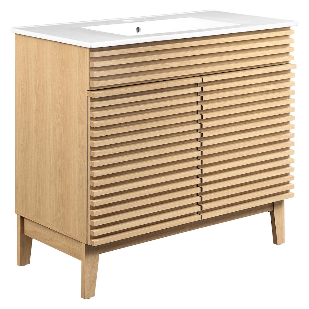 Modway  Render 36-in Bathroom Vanity in Oak White