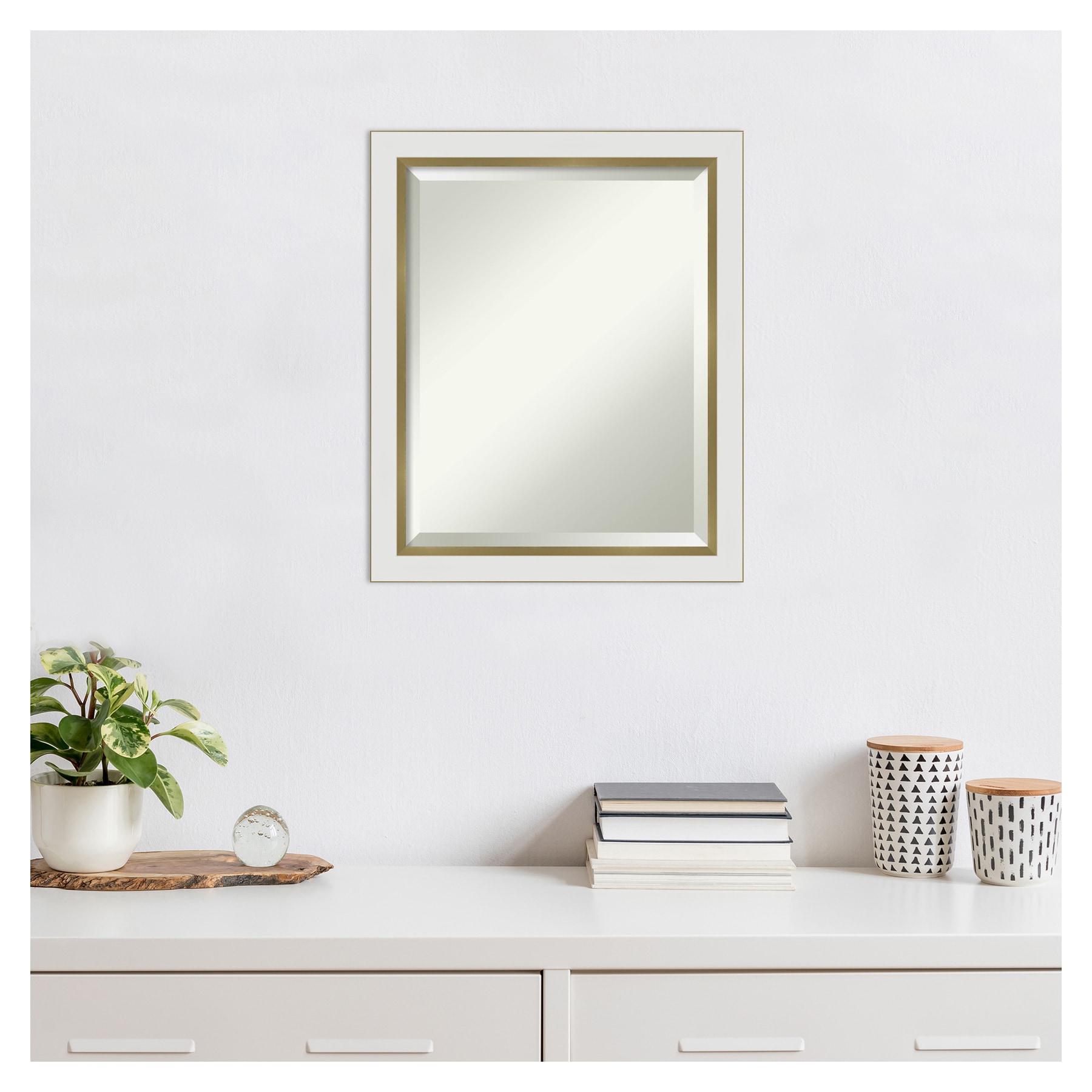 Eva White and Gold Rectangular Wall Mirror