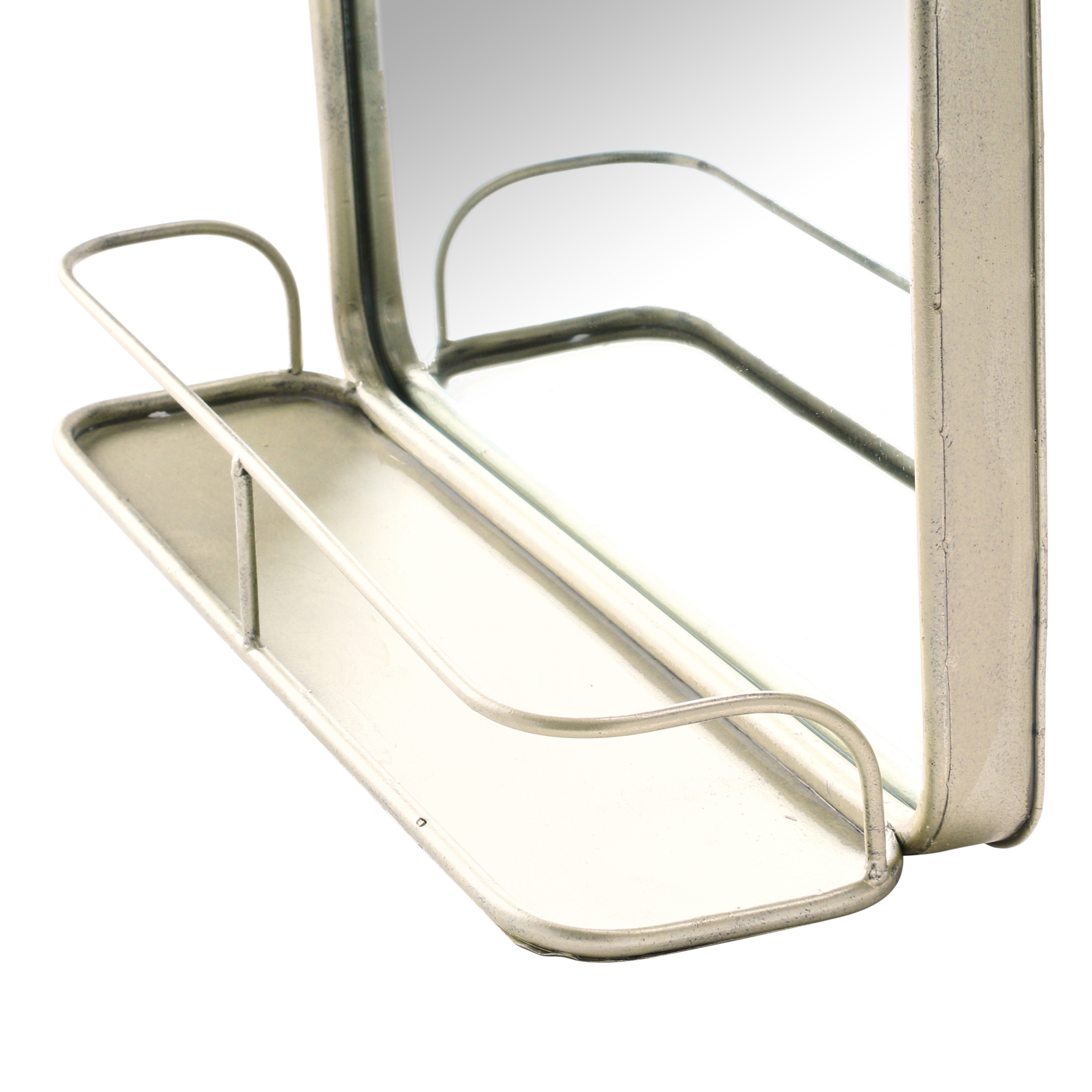 Antique Silver and Gold Rectangular Wood Vanity Mirror