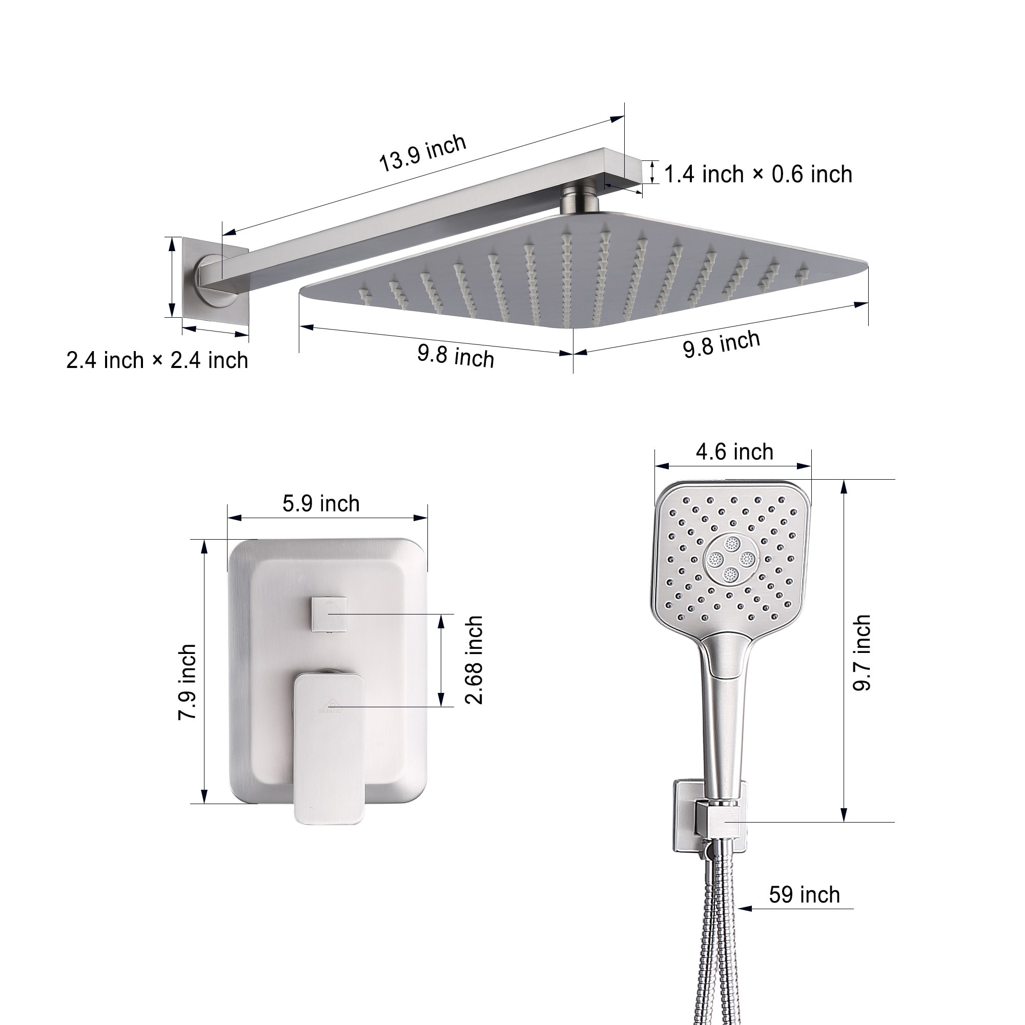 Mondawe AM-S133AC-10BN Showerhead-Bar-Panels - View #10
