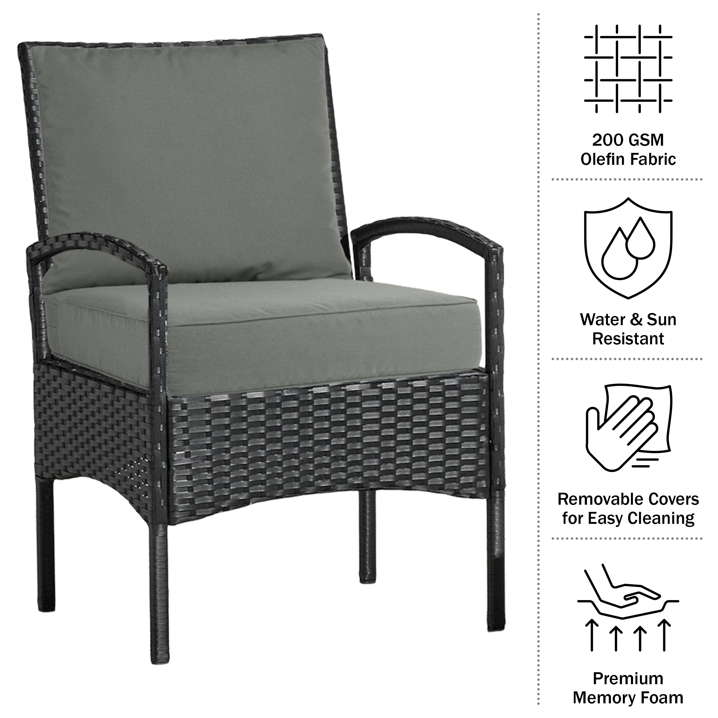 Lavish Home HT-OUTDR-GRY Patio-Furniture-Cushions - View #4