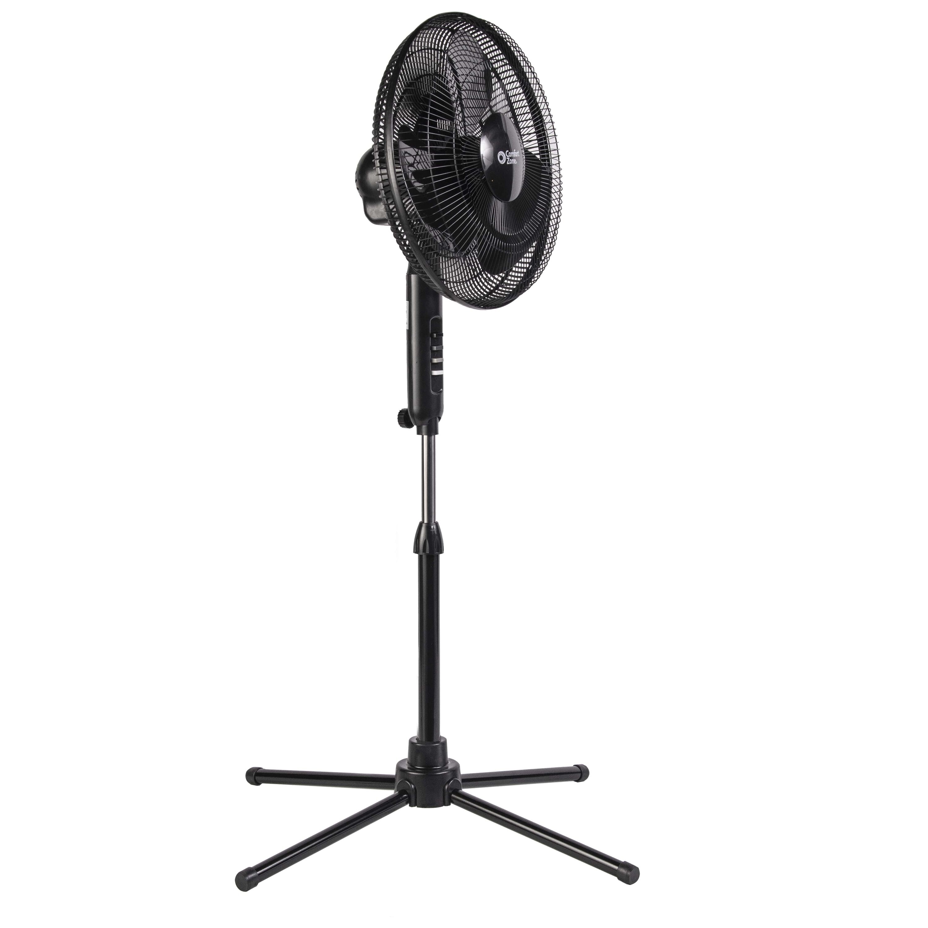 3-Speed 48-Watt 16-In. Oscillating Stand Fan with Remote (Black