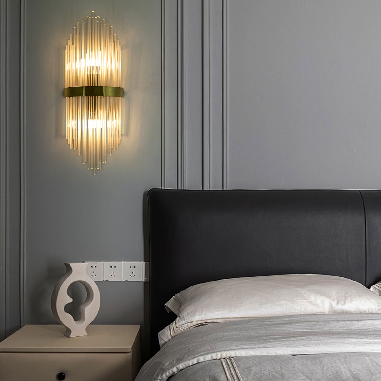 Oukaning HG-HCX727-164US Crystal 9.05-in W 2 -Light Polished Clear French country/cottage Wall Sconce