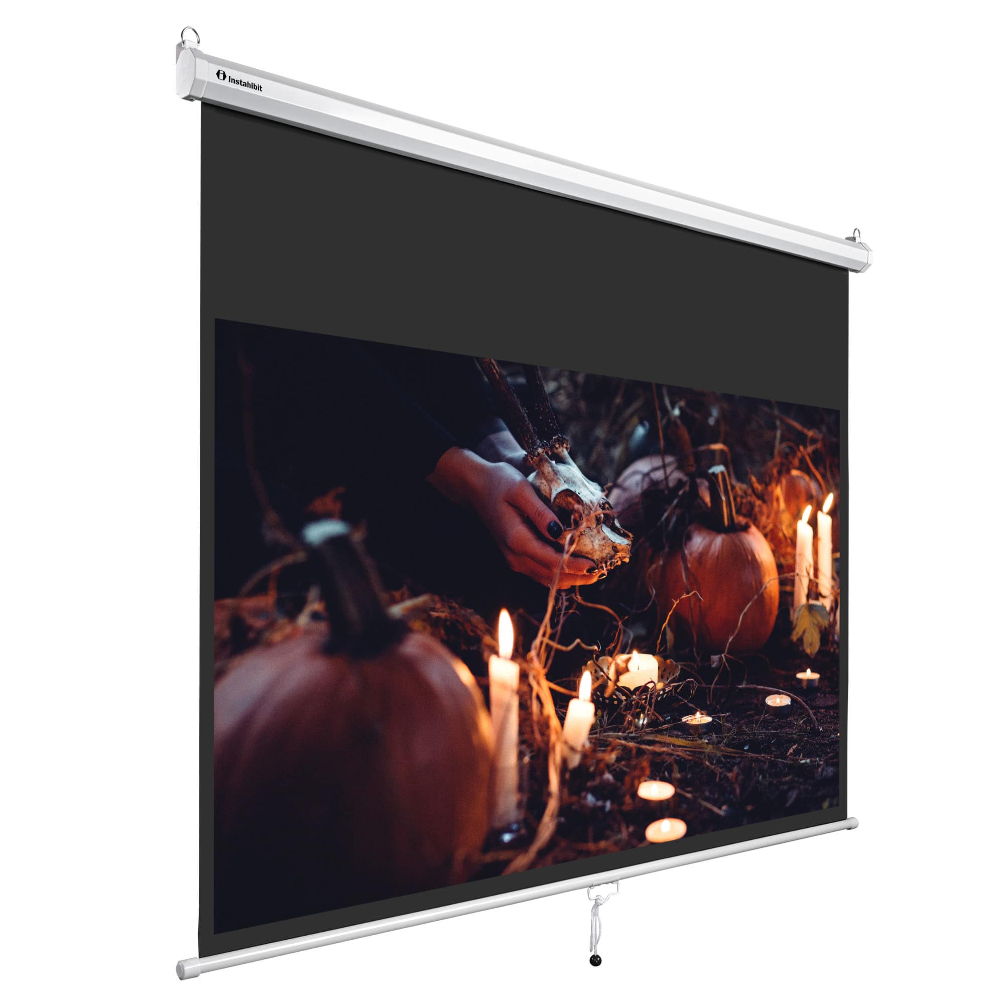 Yescom 72inch 16:9 Manual Pull Down Projector Screen 4K Self-Locking Home Meeting Room Classroom Restaurant Bar #16PJS07-M72R169-B-LO