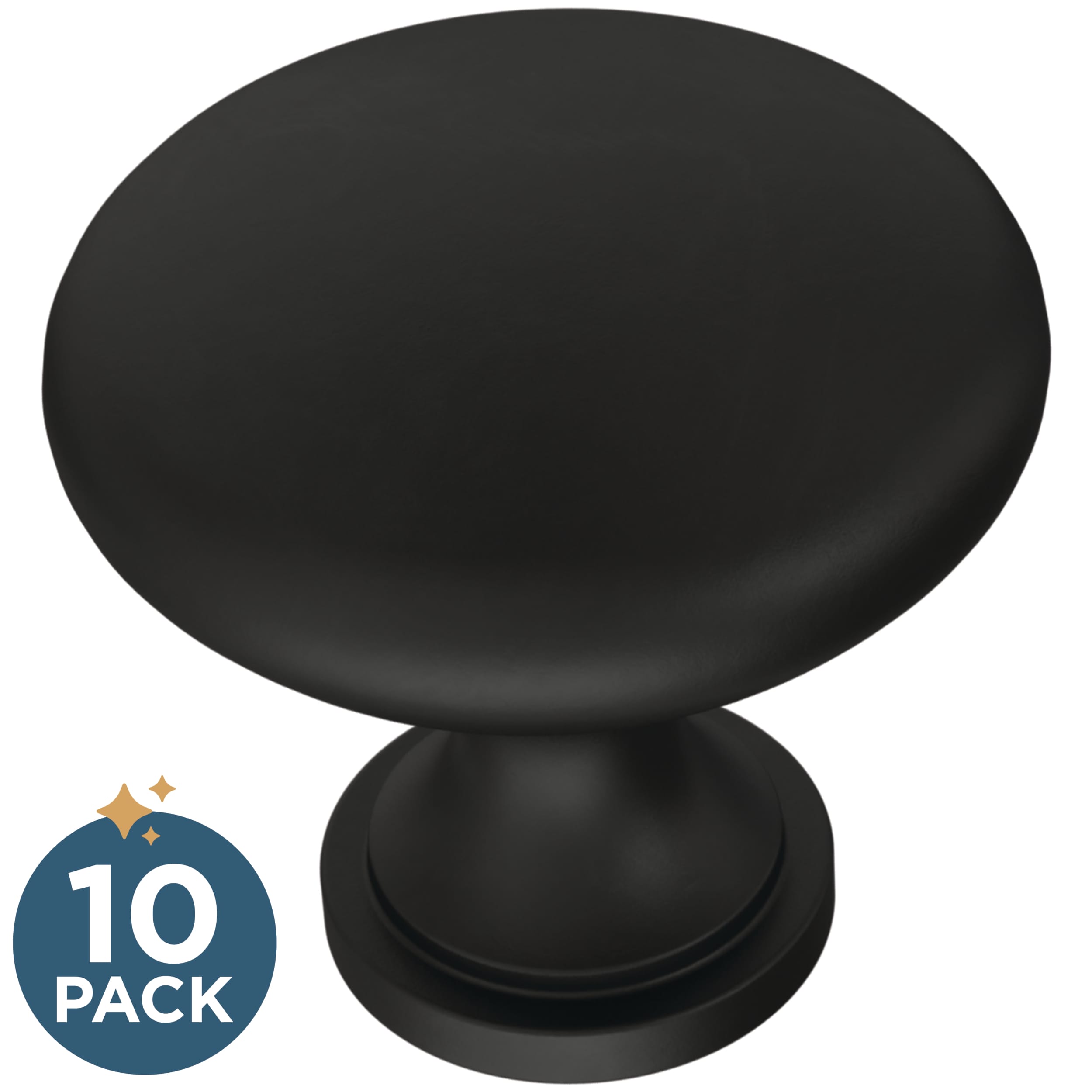 Franklin Brass P42354Z-FB-B Mushroom 1-3/16-in Matte Black Round Cabinet Knob 10 -Pack