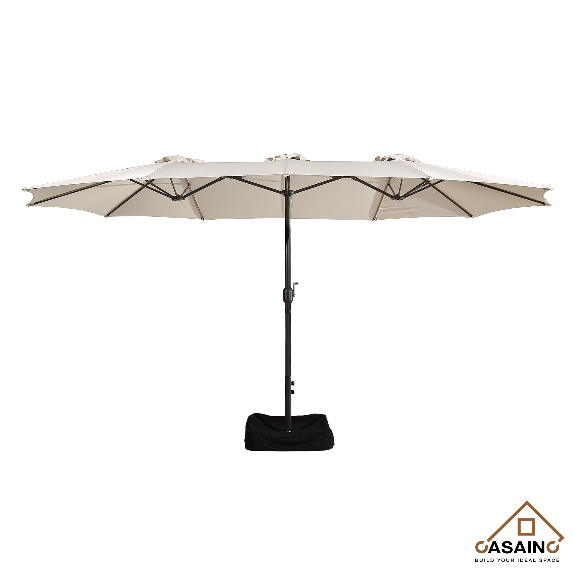 CASAINC WF-OP3928CF 15-ft Steel Beige No-tilt Garden Patio Umbrella with Base