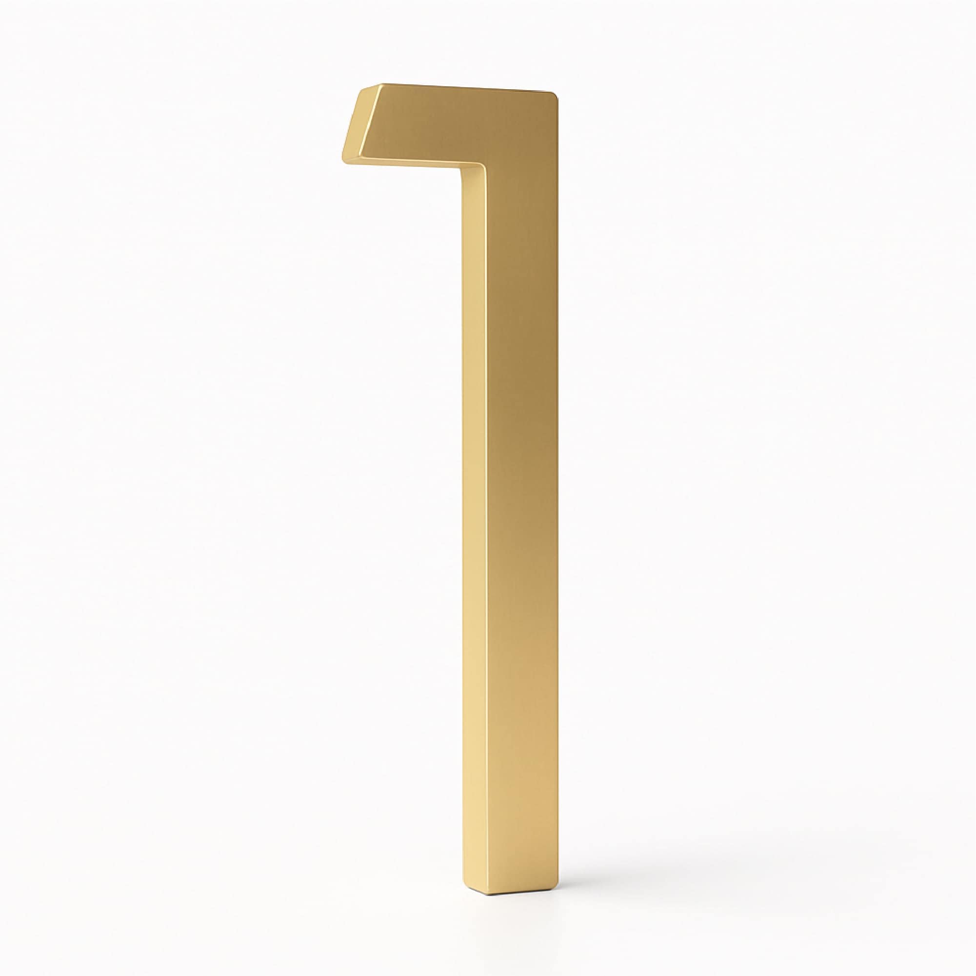 Mega Handles  House Numbers for Outside - 5'' Easy to Install Wall Mounted House Numbers for Exterior - Heavy Duty Metal Numbers for Address on House - Mounting Hardware Included - Satin Brass (Number 1)