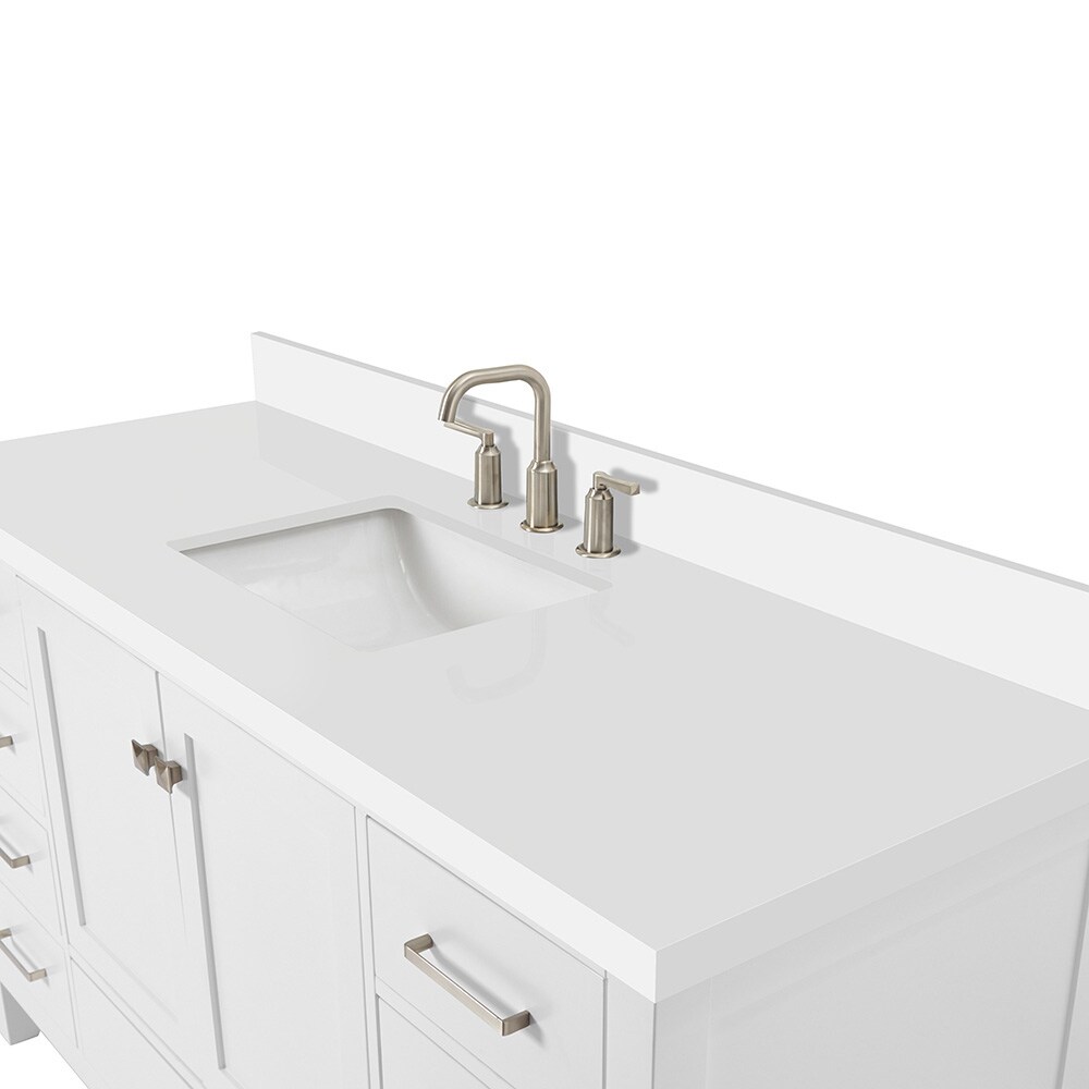 61.5-in. W Wall Mount White Vanity Set for 1 Hole Drilling Biscuit um Sink