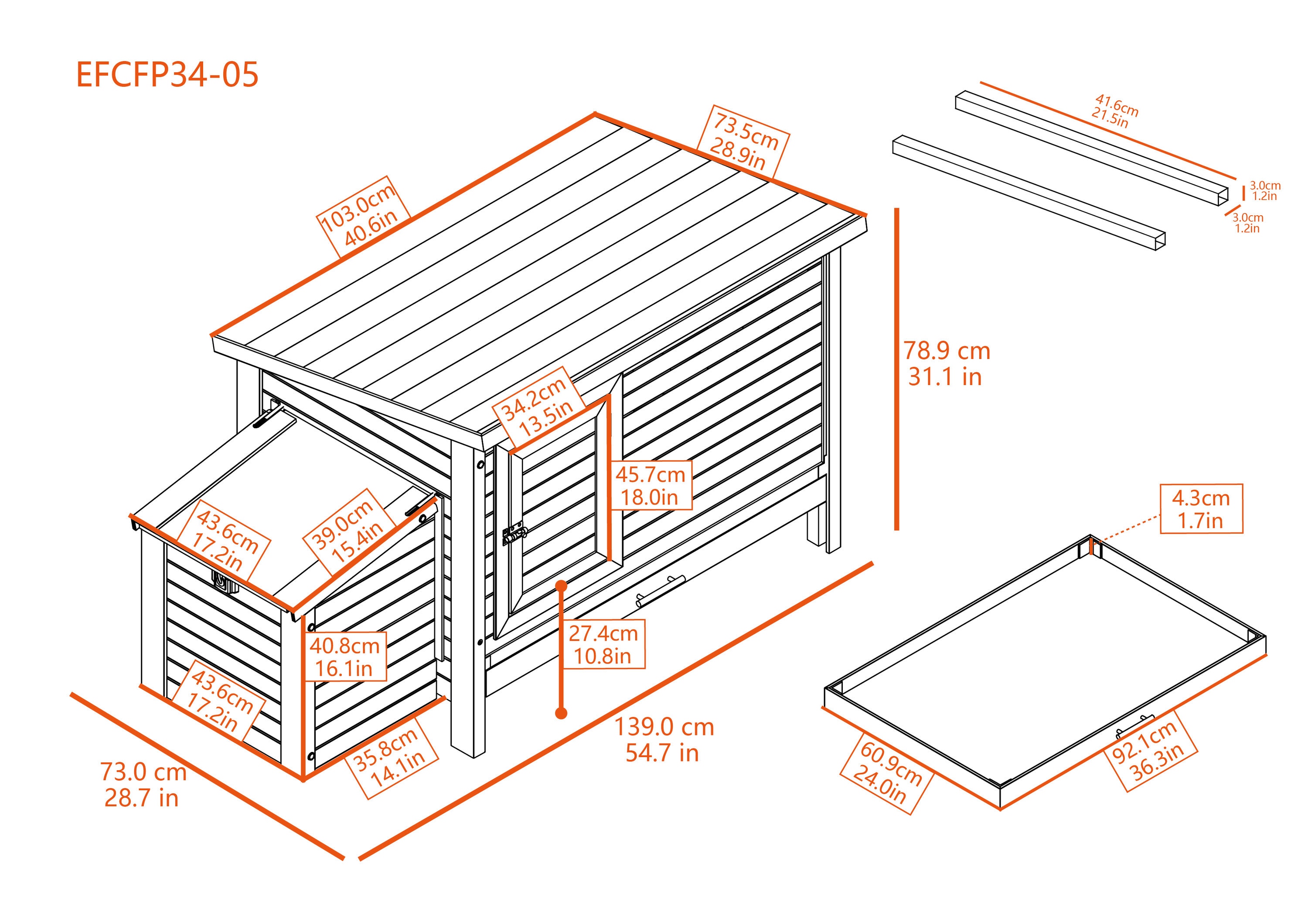 Gray and White ECOFLEX Outdoor Chicken Coop with Removable Tray
