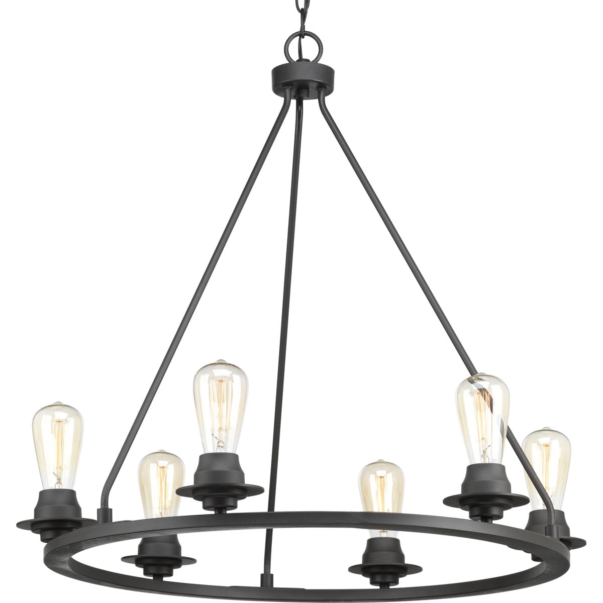 Progress Lighting P400015-143 Debut 6-Light Graphite Farmhouse Led; Dry rated Chandelier