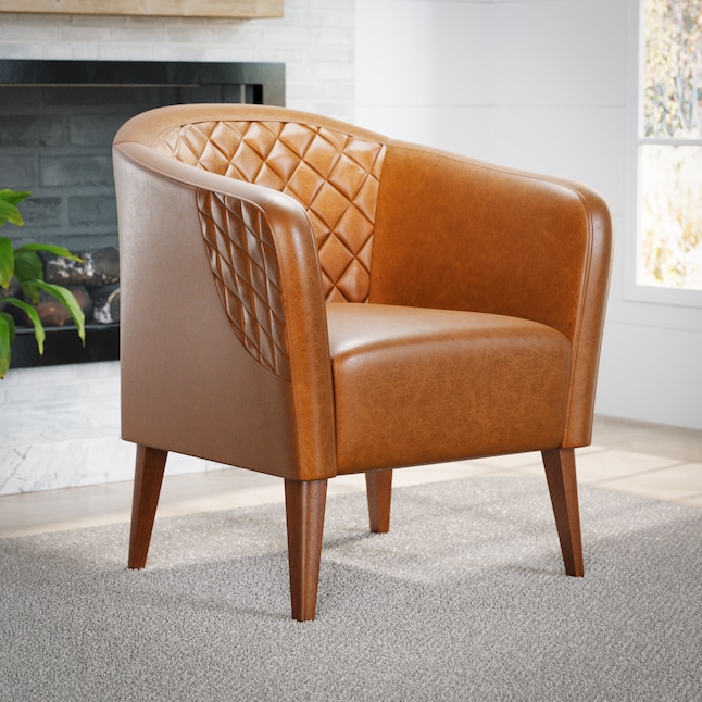 Faux Leather Traditional Accent Chair, Leather Club Accent Chair