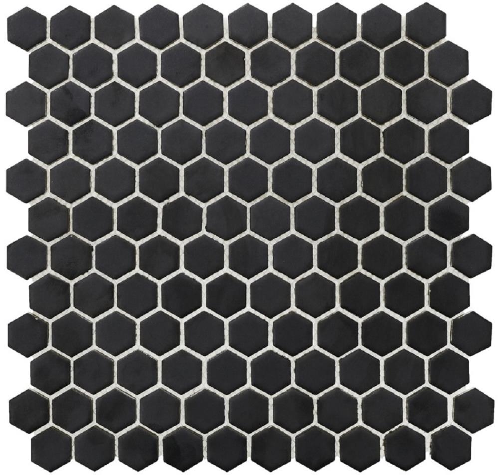 Bedrosians LOEMINBLAHEXMOMM Minimal 10-Pack Black 12-in x 12-in Matte Porcelain Hexagon Tile