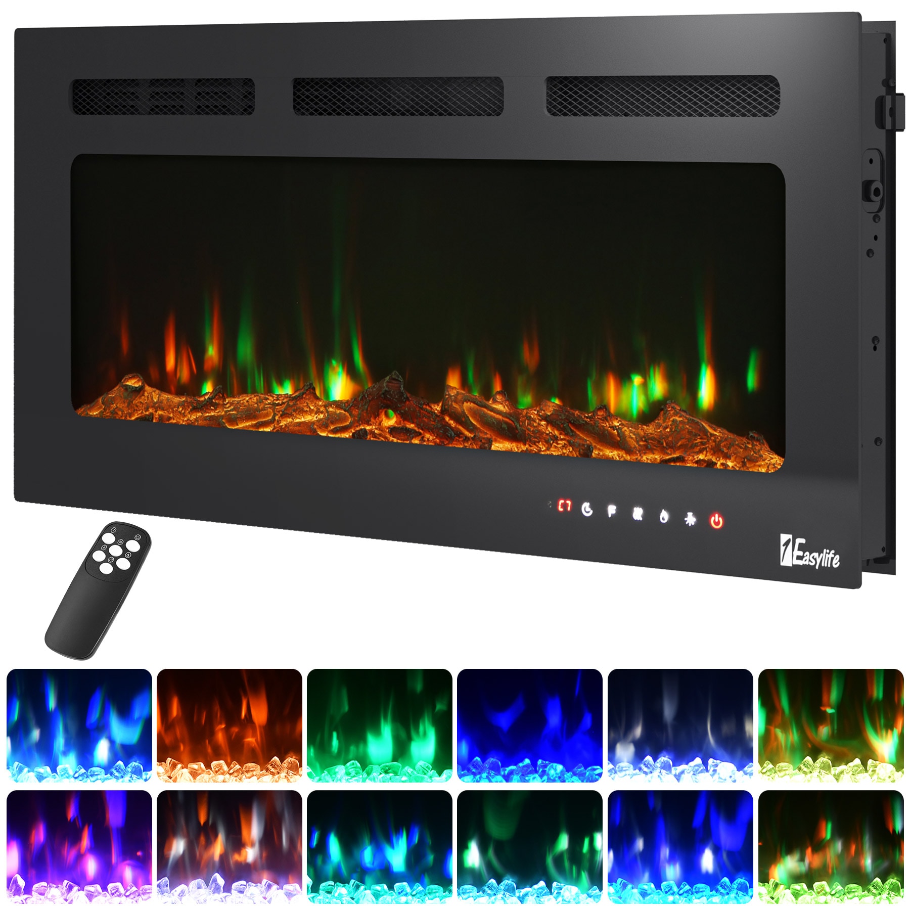 Infrared Heater Zone Heat Candle Electric Fireplace Insert Brindle Flame 20 in 