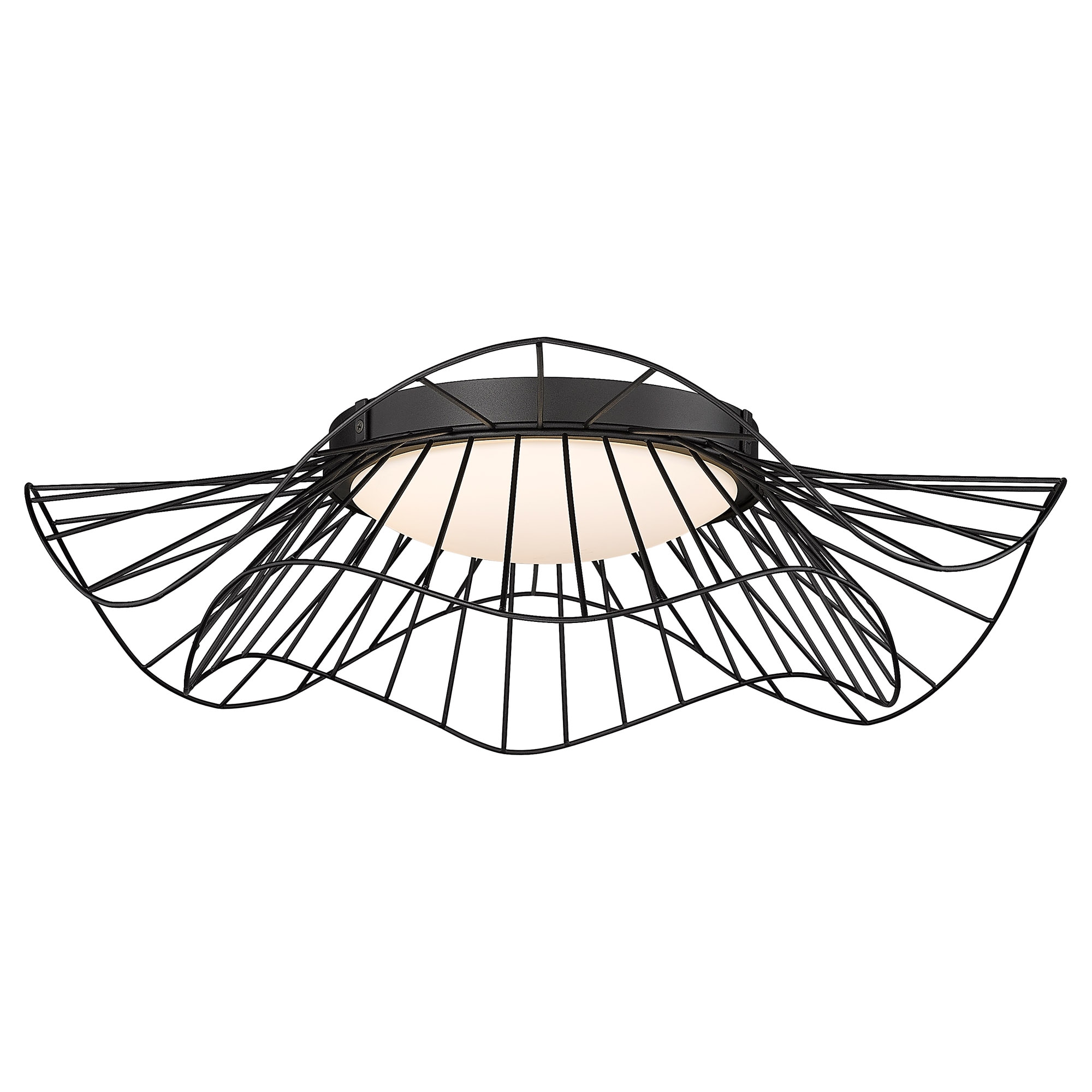 Matte Black Glass Drum LED Indoor/Outdoor Flush Mount