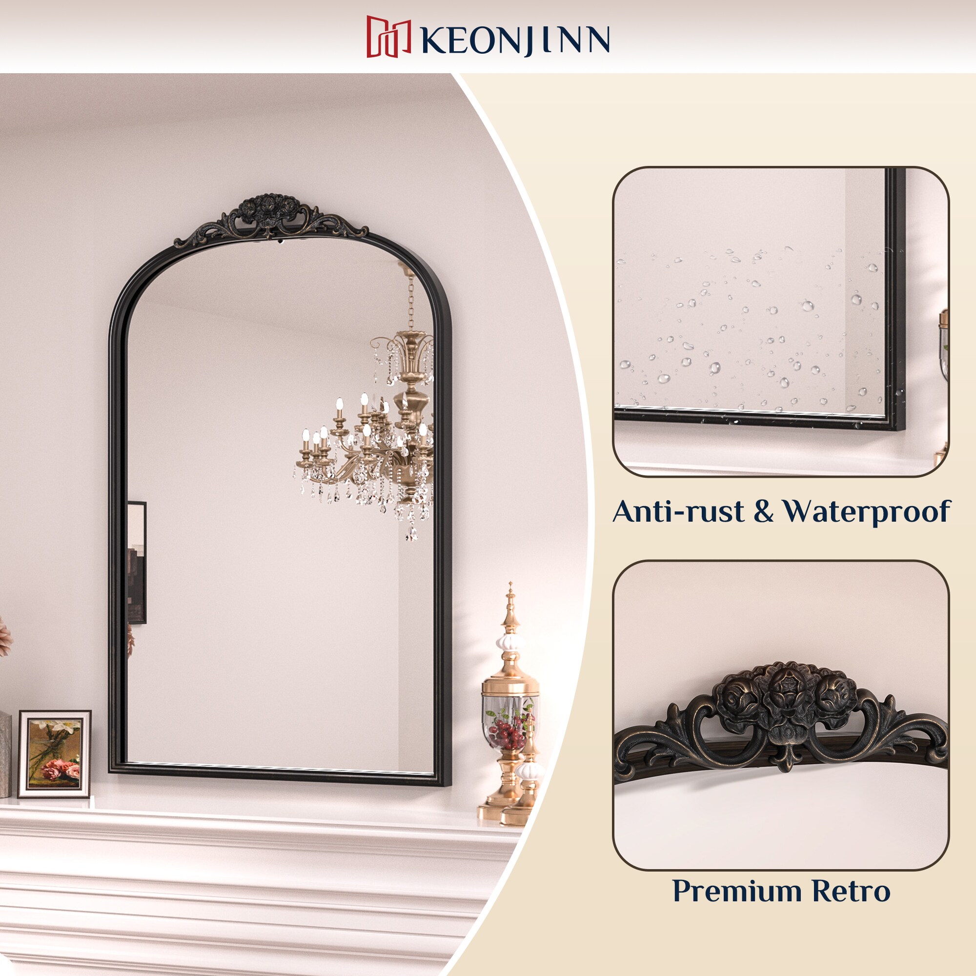 Keonjinn LW-JZ-CXFD-4060-BK Decor-Mirrors - View #5
