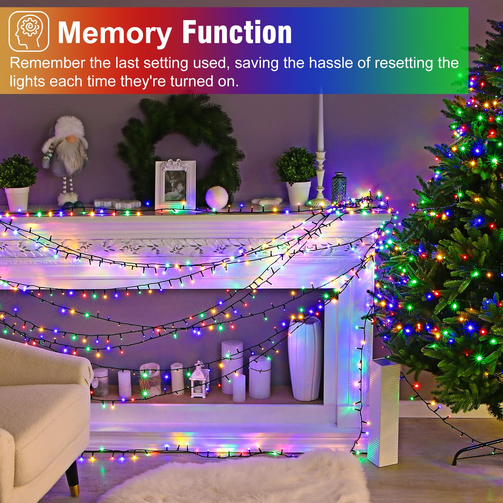 YICSAM Multicolor 100FT 300 LED Outdoor Indoor Christmas String Lights ...
