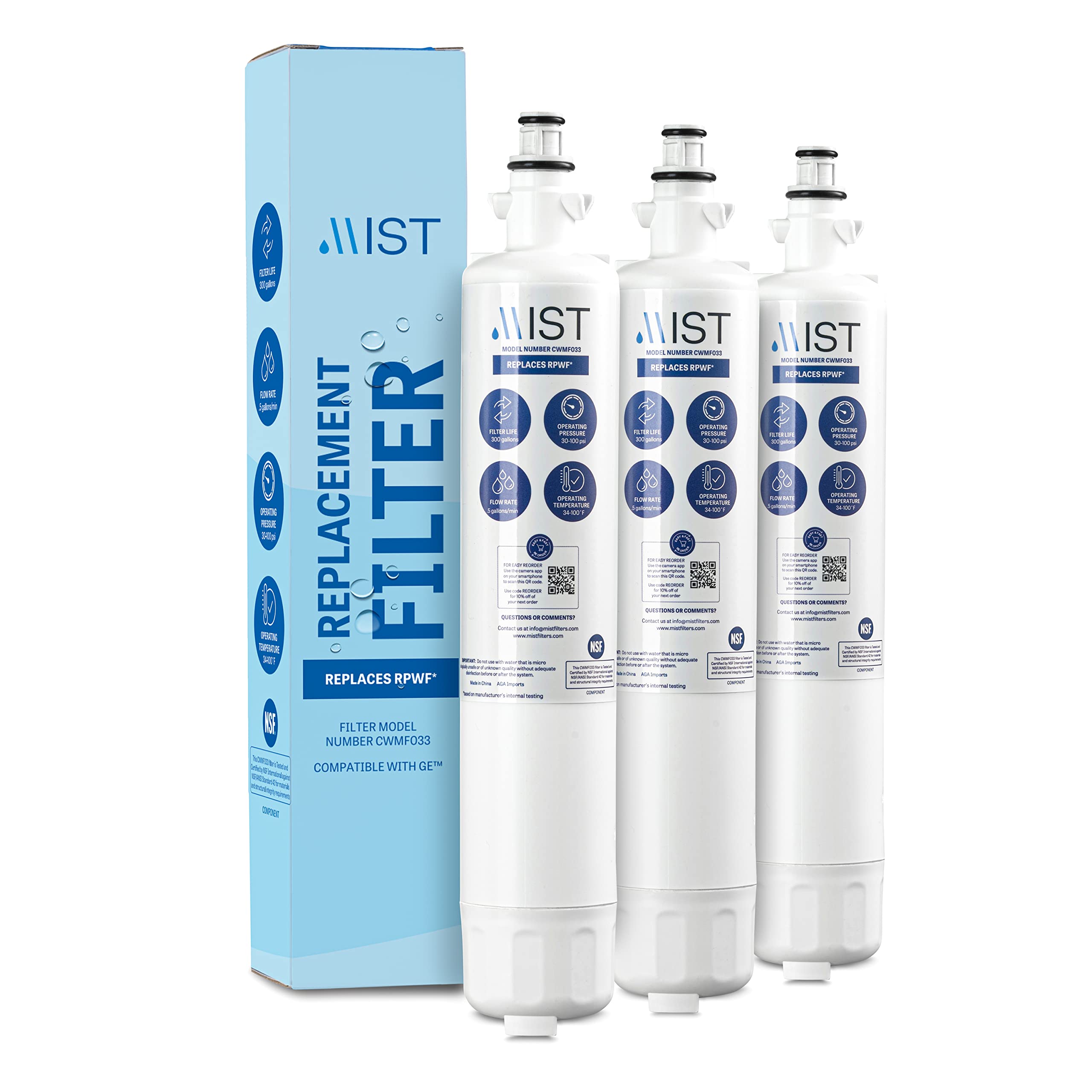 Mist CWMF333 Twist-in Refrigerator Water Filter RPWF 3 -Pack